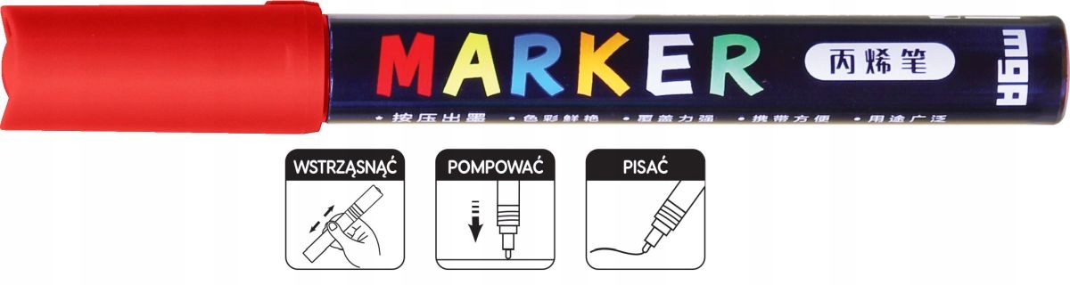 Marker akrylowy 1-2 mm, czerwony, Mg