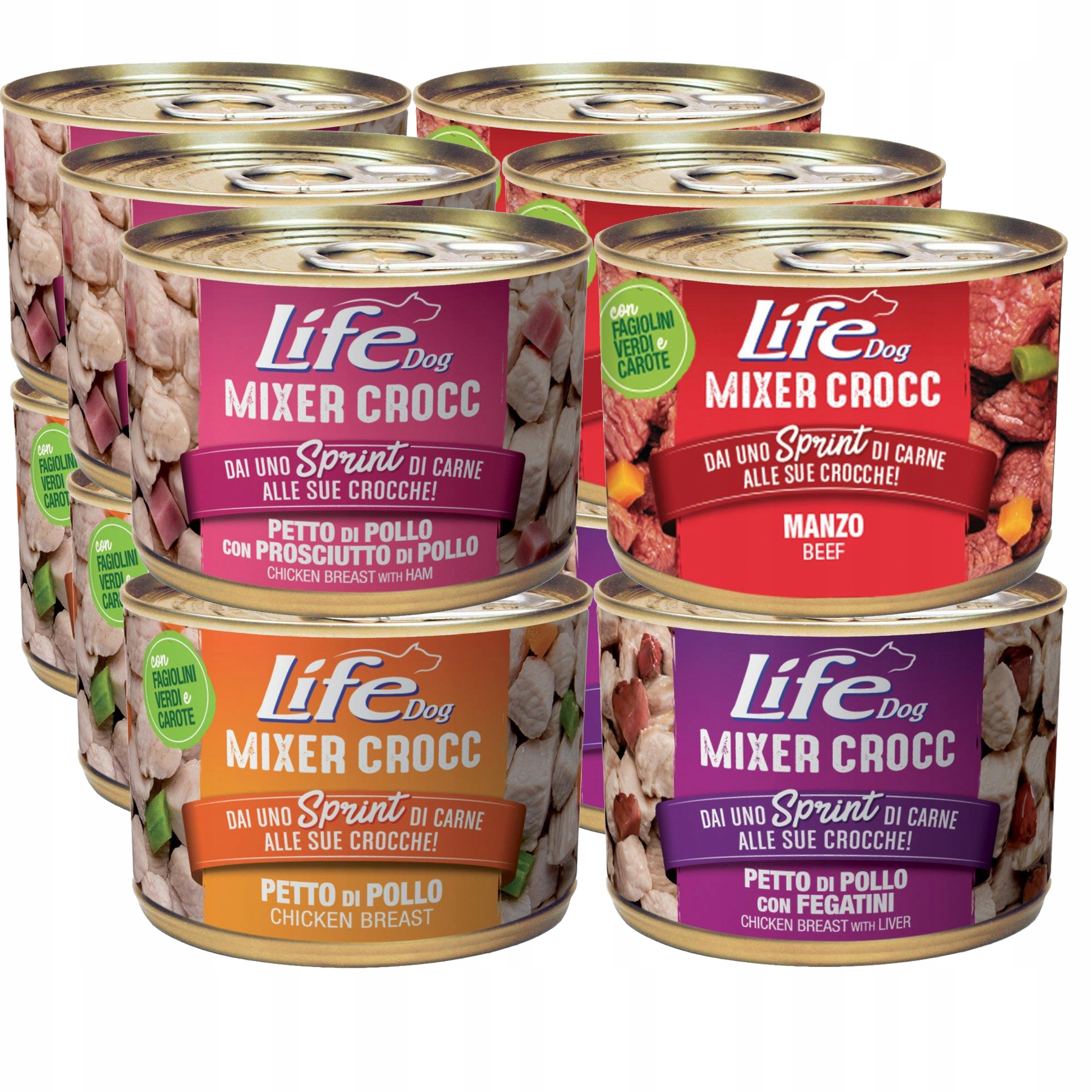 Levně Life Dog Mixer Crocc Krmivo pro psy konzerva 150g 12 ks 4 příchutě bez ryb