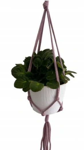 

Kwietnik wiszący makrama ze sznurka brudny róż