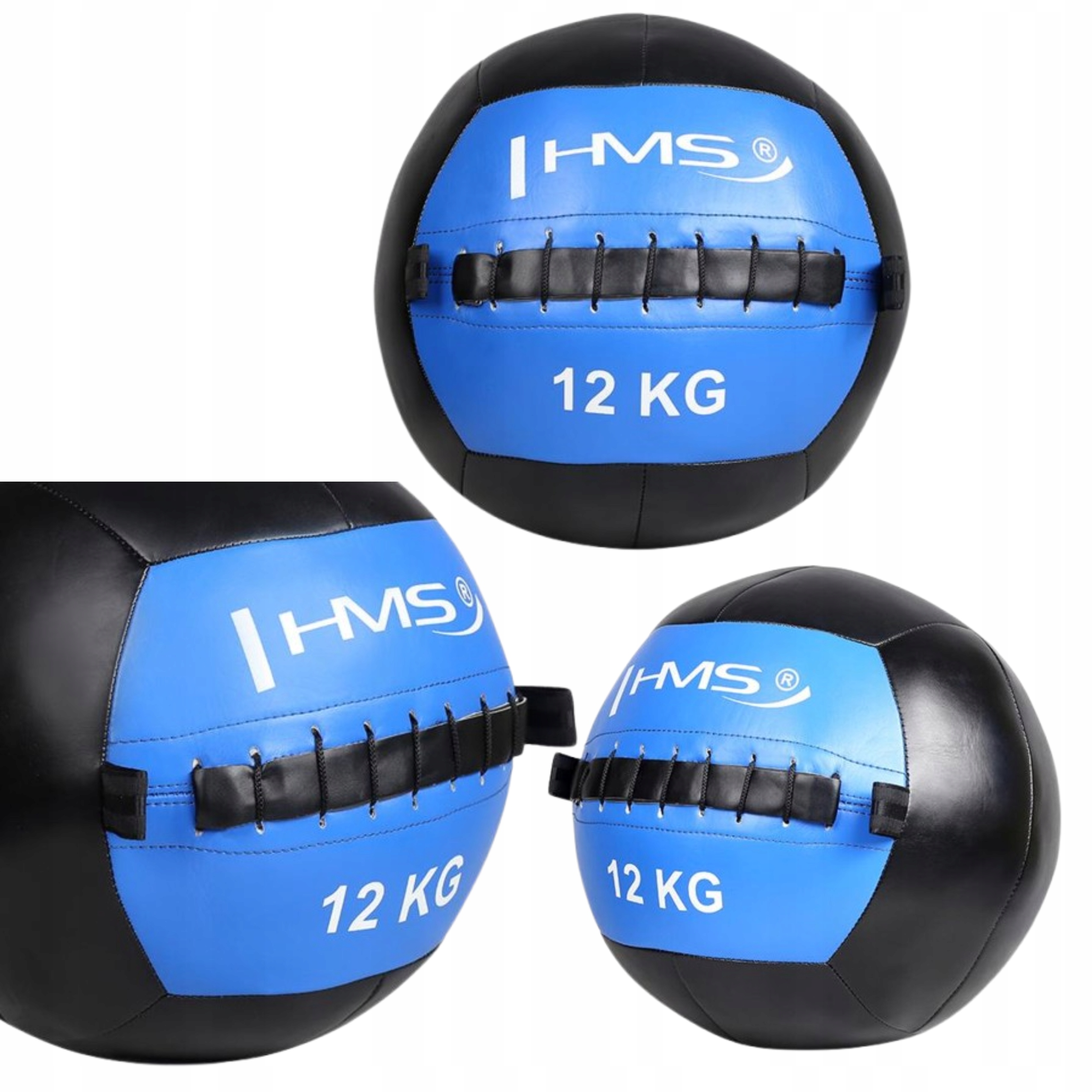 Modrý míč Wall Ball 12 kg pro všeobecné rozvojové cvičení Hms