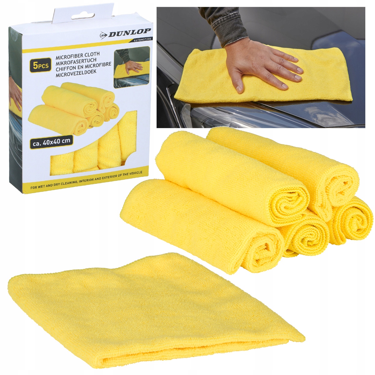 Dunlop 5x Ściereczka z mikrofibry 40x40cm Ściereczki 40x40cm 200g/m2