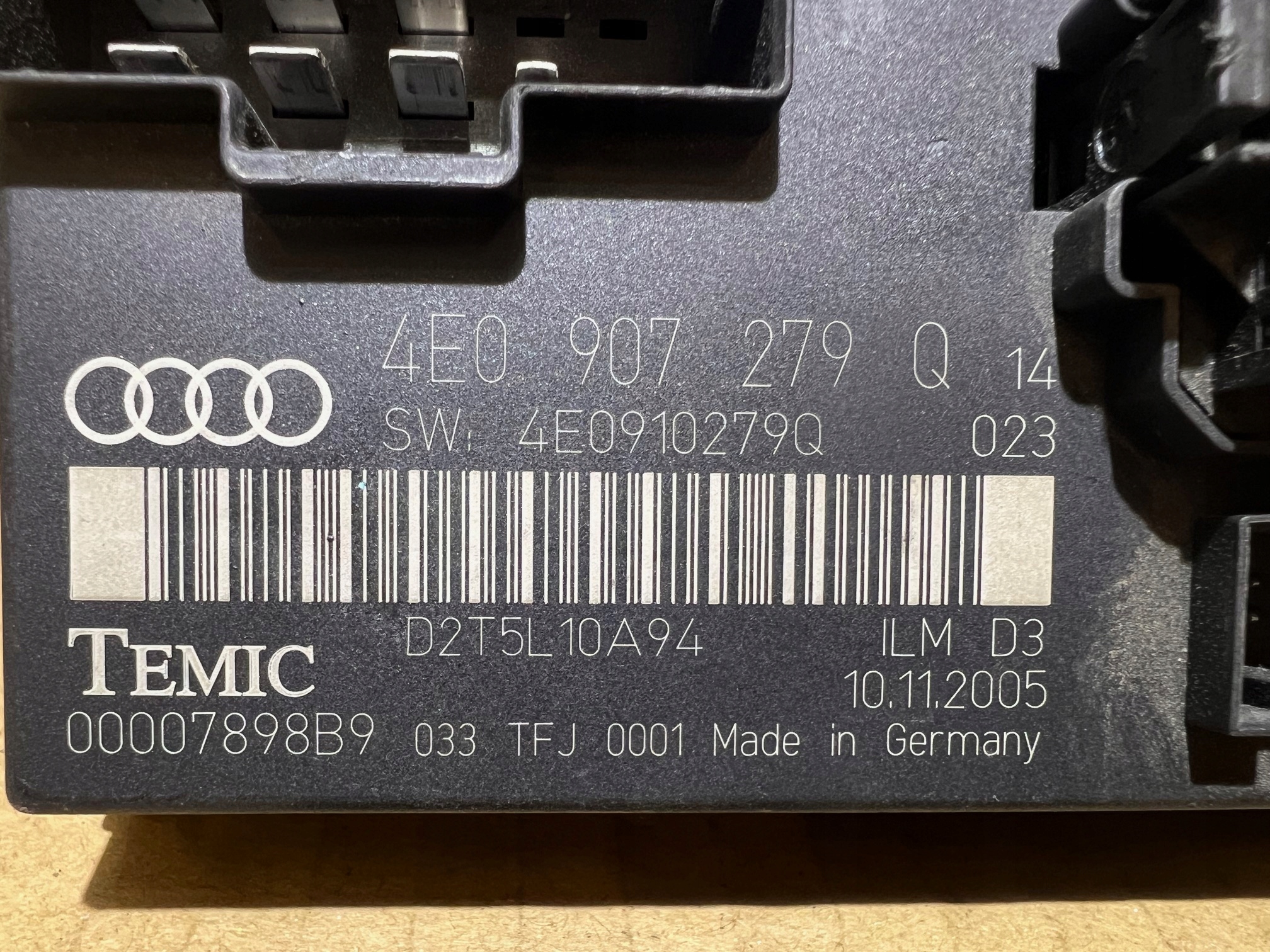 AUDI A8 D3 module control unit KOMFORTU 4E0907279Q