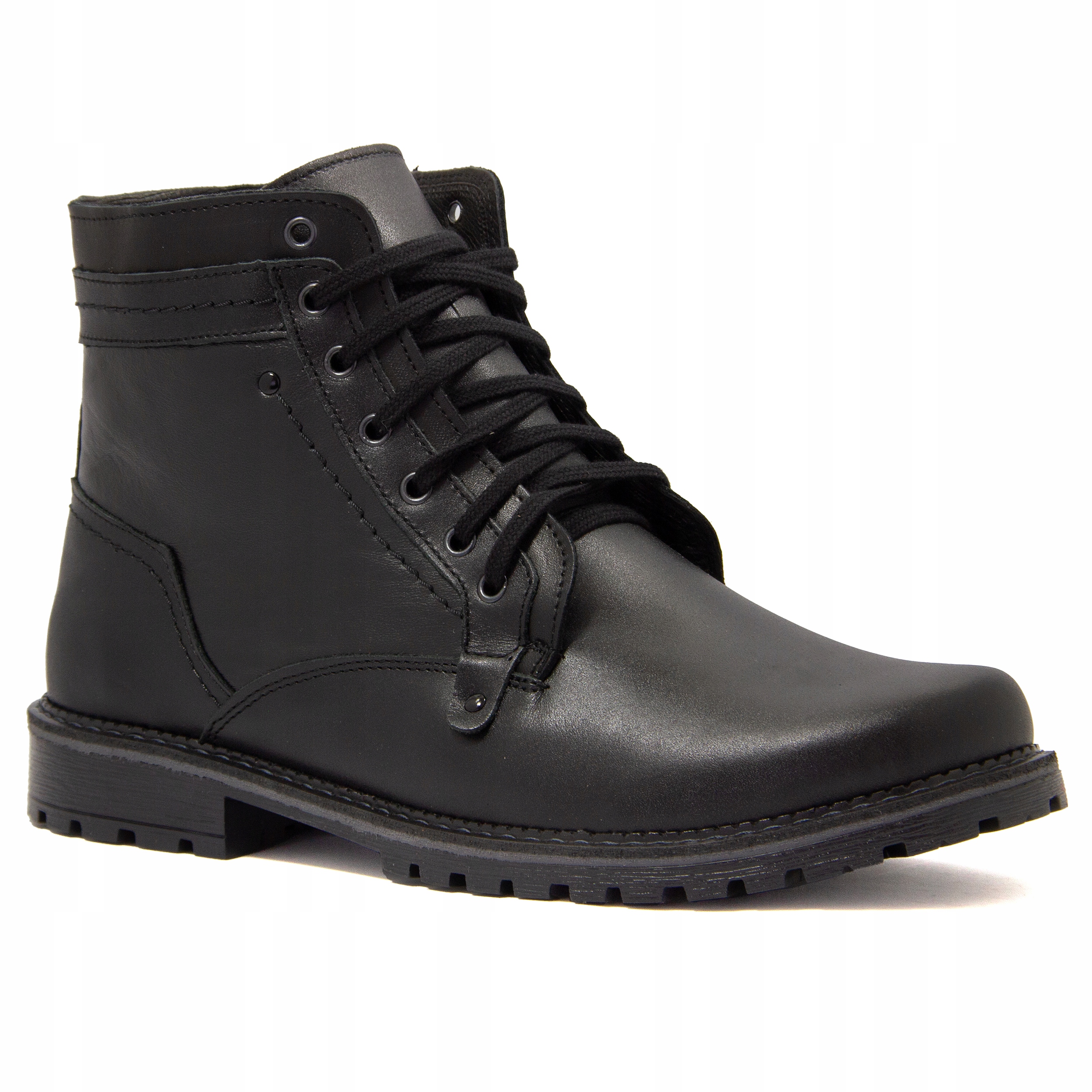 Pánské Zimní boty Kotníkové Boty z zateplené kůže Polské pohodlné 603 černé 41