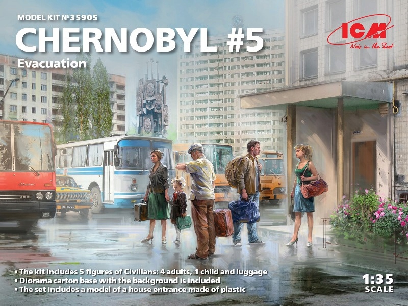 Černobyl číslo 5. Evakuace (4 dospělí, 1 dítě a zavazadlo) 1:35