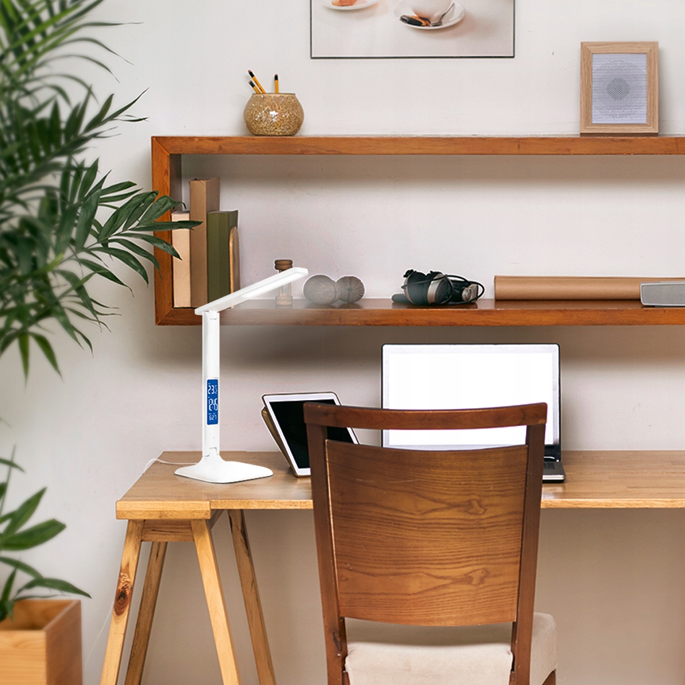 Lampka biurkowa regulacja BUDZIK ZEGAR DATA BIAŁA Moc 5 W