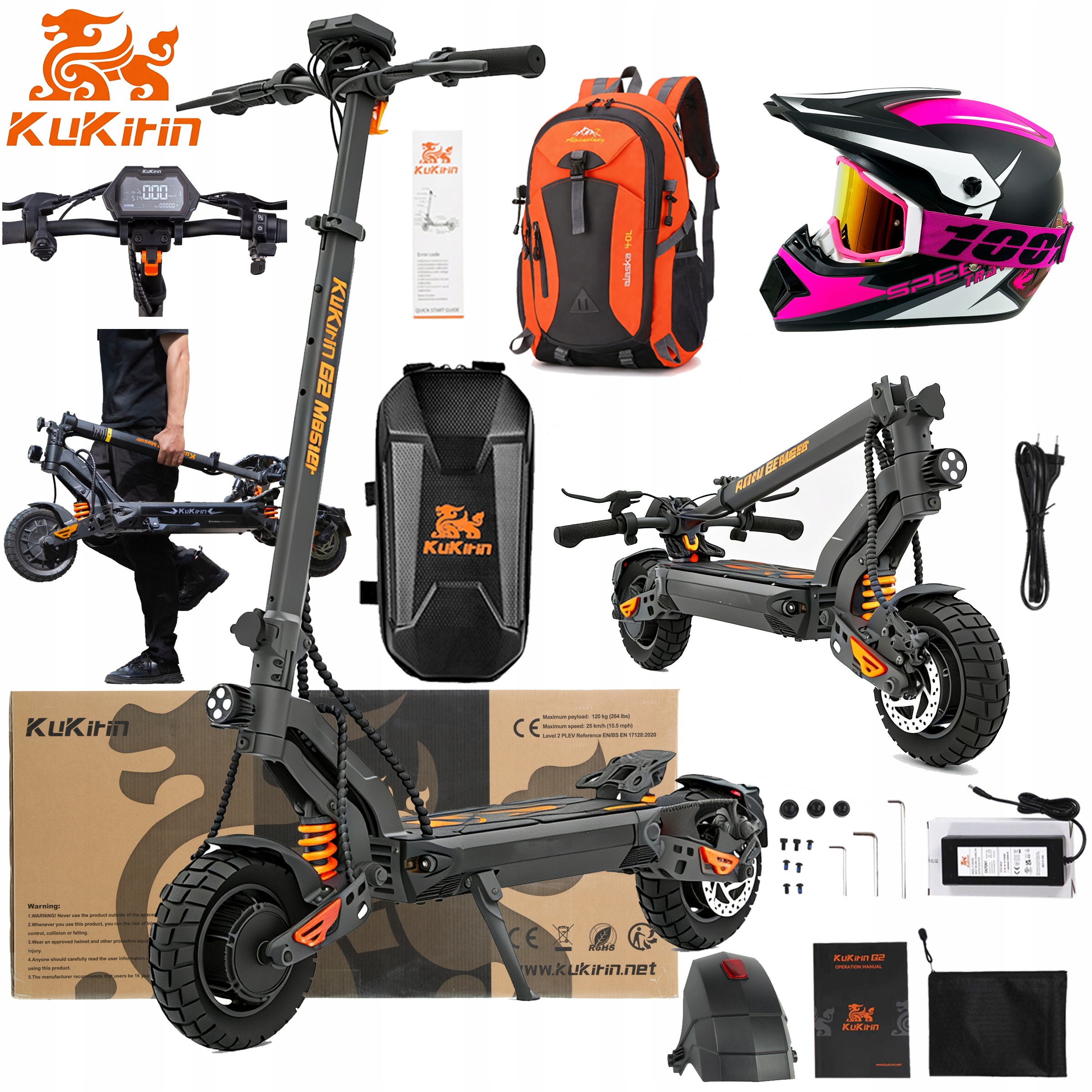 KuKirin G2 Master terenowy 2000W 52V 20,8AH 60KM/H 70KM 10" +3Prezentów Pl