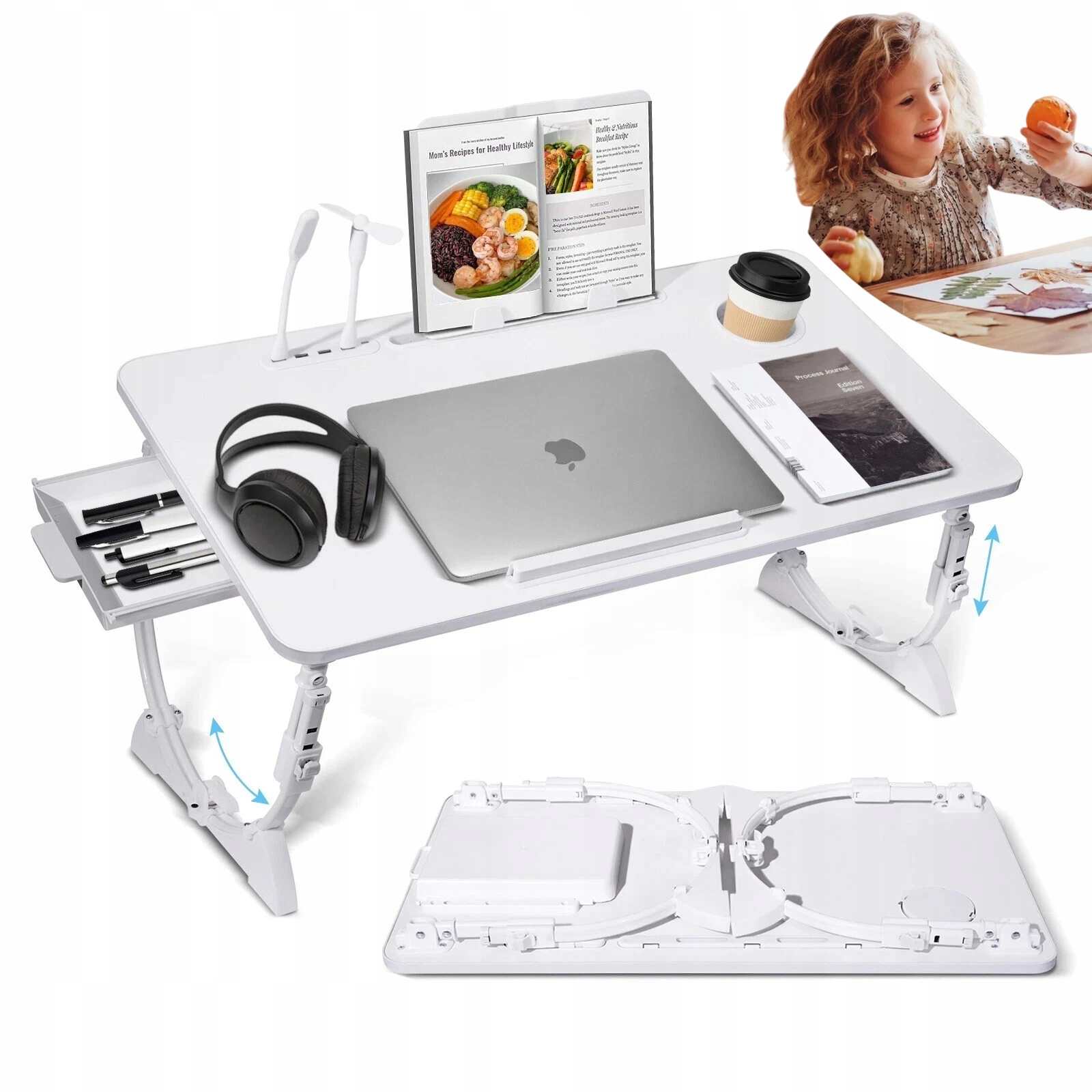 Składany Stolik Pod Laptopa Książkę Do Łóżka Podstawka Szuflada