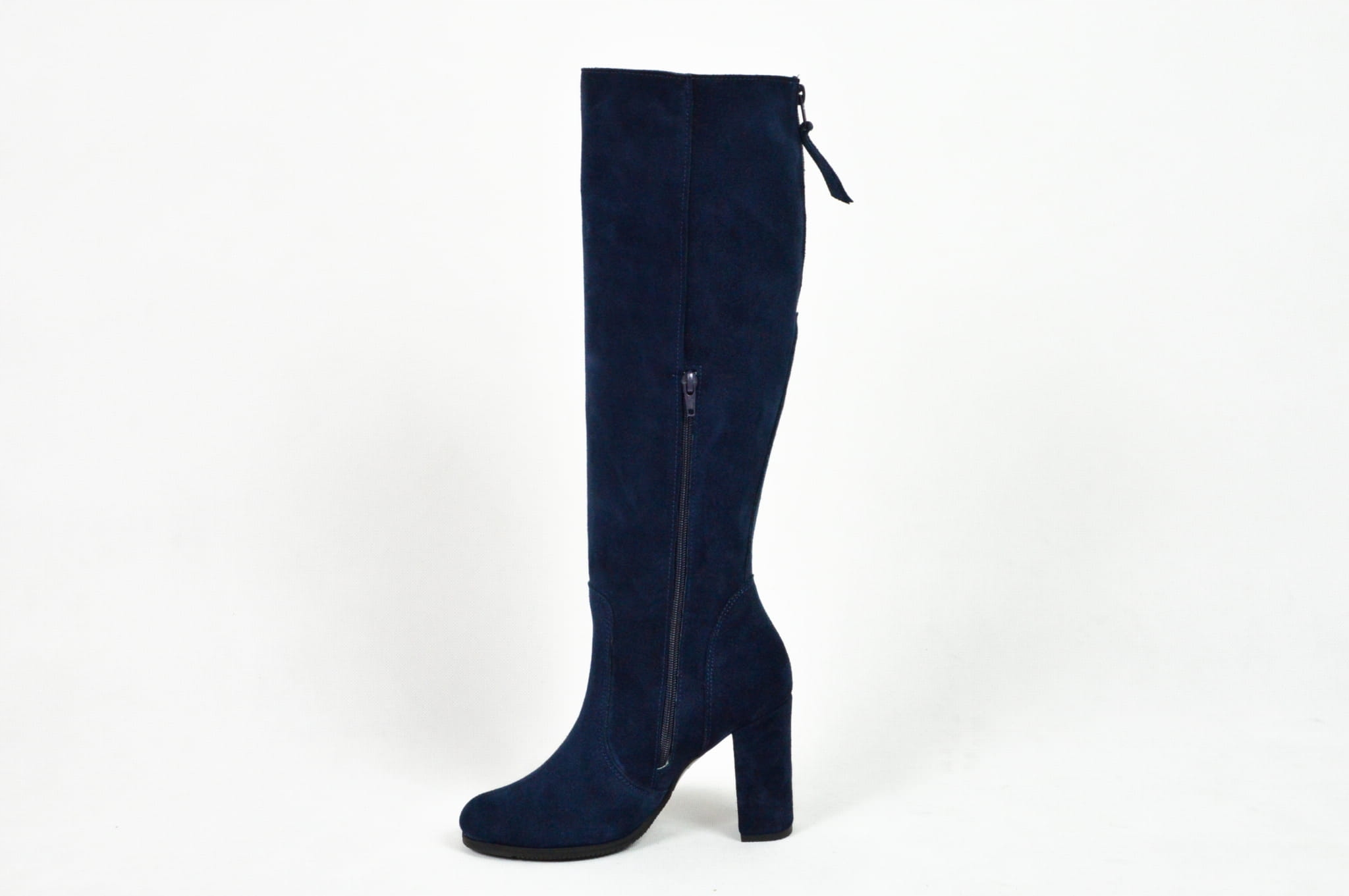 Skórzane kozaki przed kolano słupek -41, Granatowy Stan opakowania oryginalne