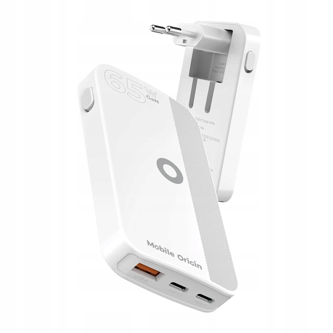 65W GaN nabíječka do sítě Mobile Origin III Slim Charger dual Usb-c a Usb-a