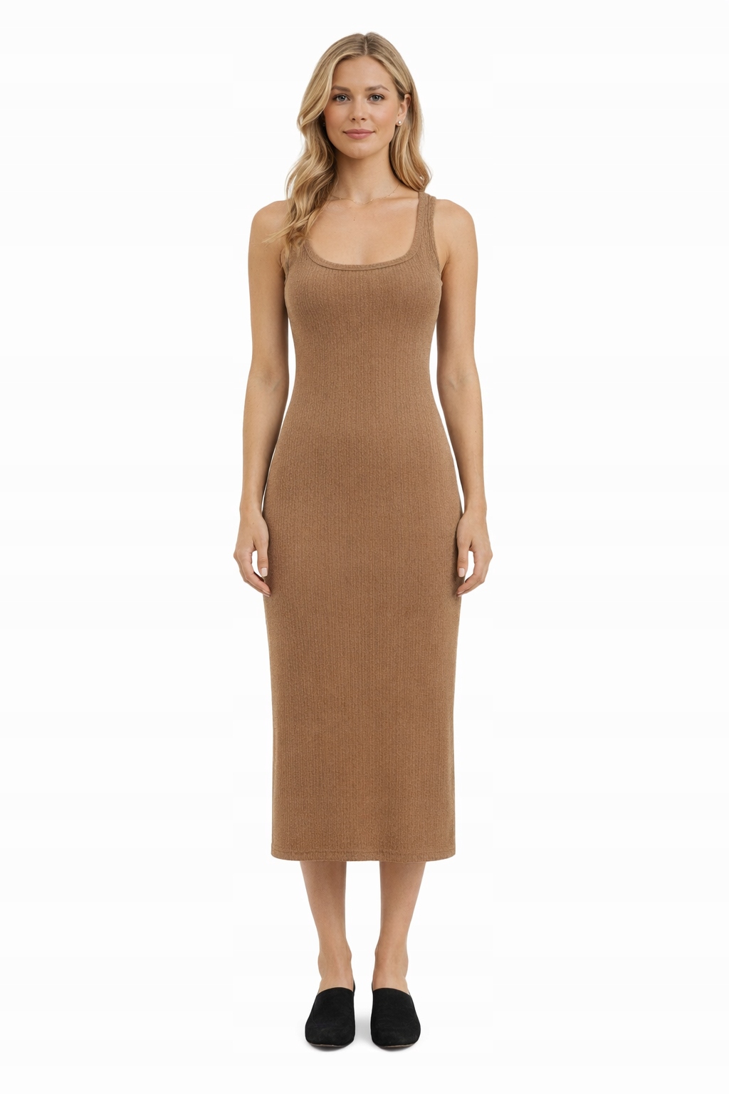 Muuv.apparel Jednoduchá Šaty MIDI Béžová S Elastanem L I3C