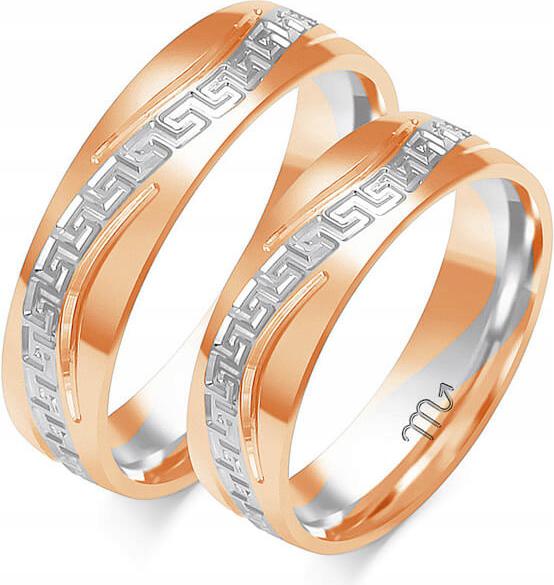 Zlatý snubní prsten s řeckým vzorem 585, 8 9 10, klasický model gravírování 14kt