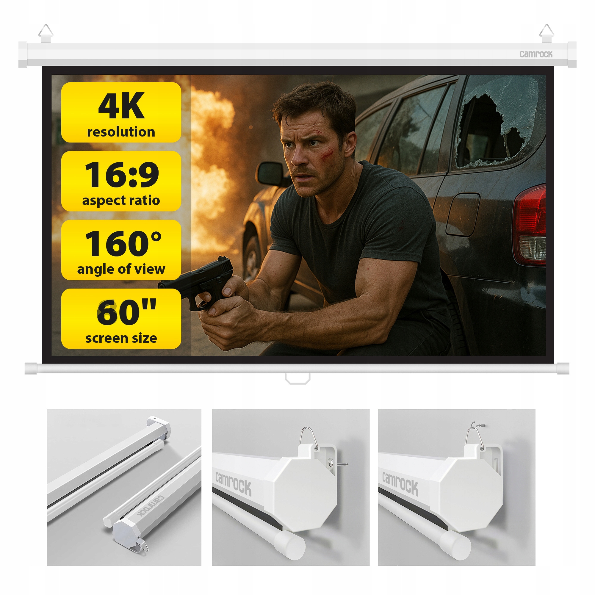 Ekran projekcyjny ścienny Camrock Matte W 60
