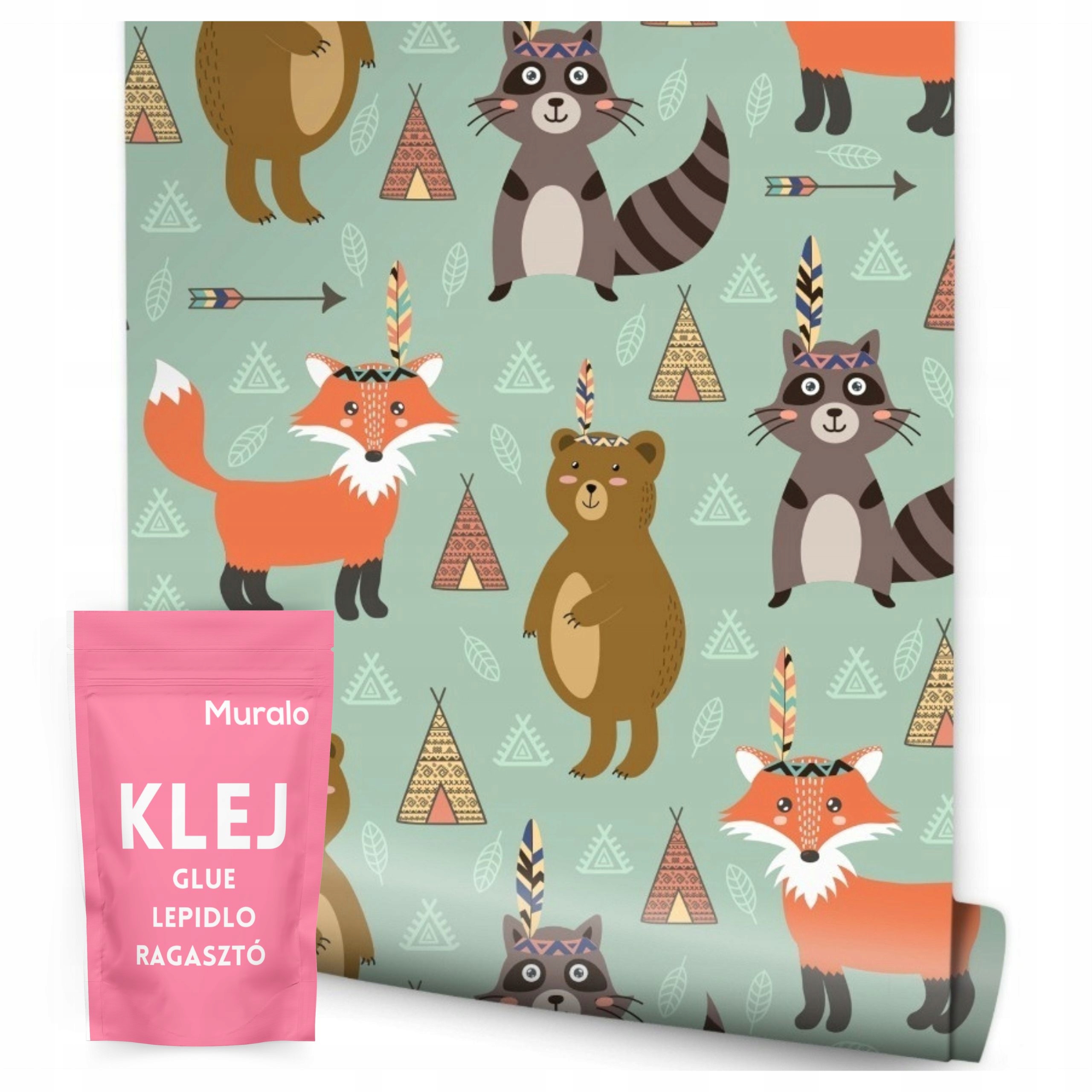 Tapeta Pro Děti Lišky Medvídci Medvědi Stany Týpí Styl Boho