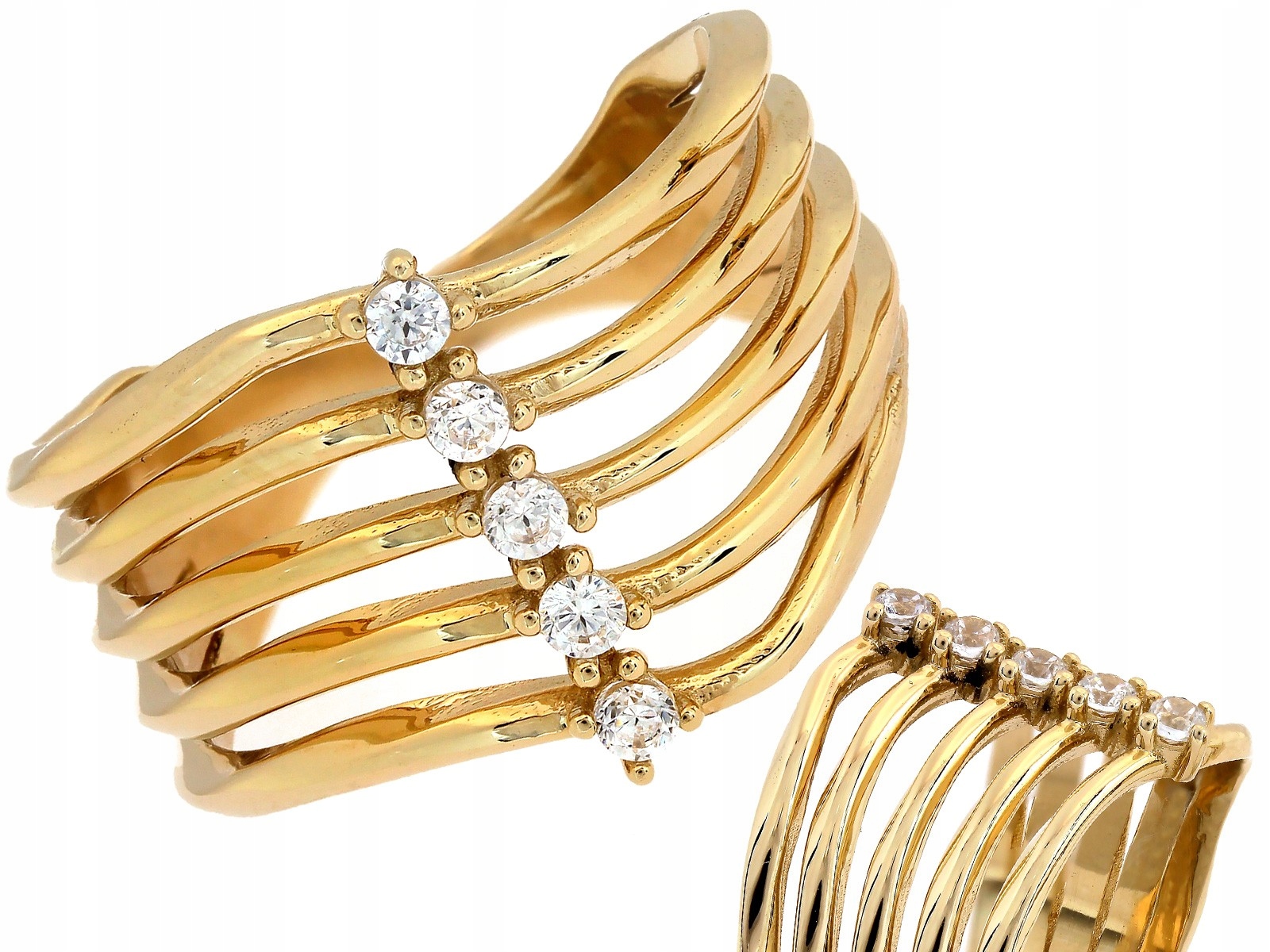 Dámský prstýnek ze zlata 585 s lesklým zirkon pro maminky, módní...