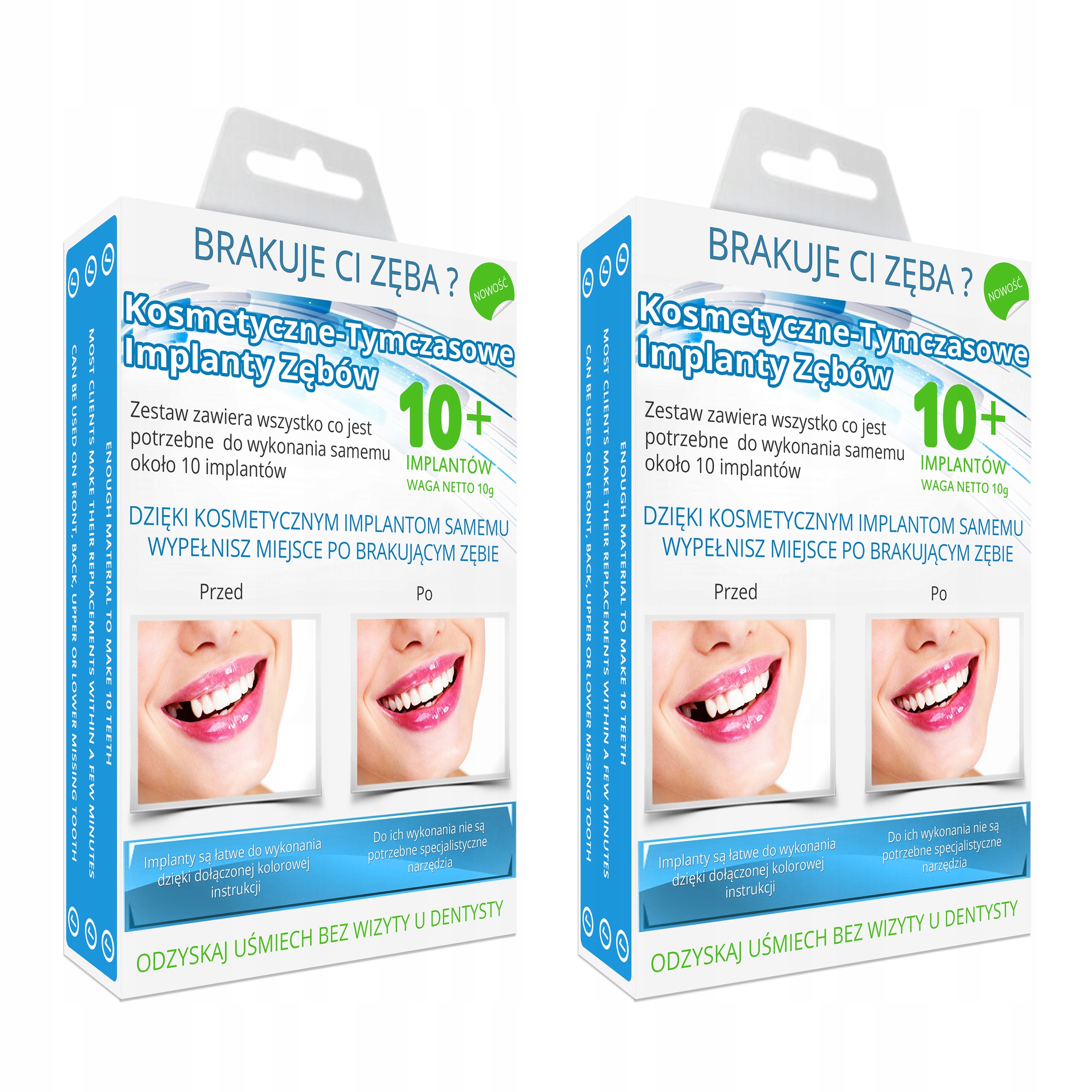 

ToothFIX Sztuczne zęby tymczasowe implanty 10szt