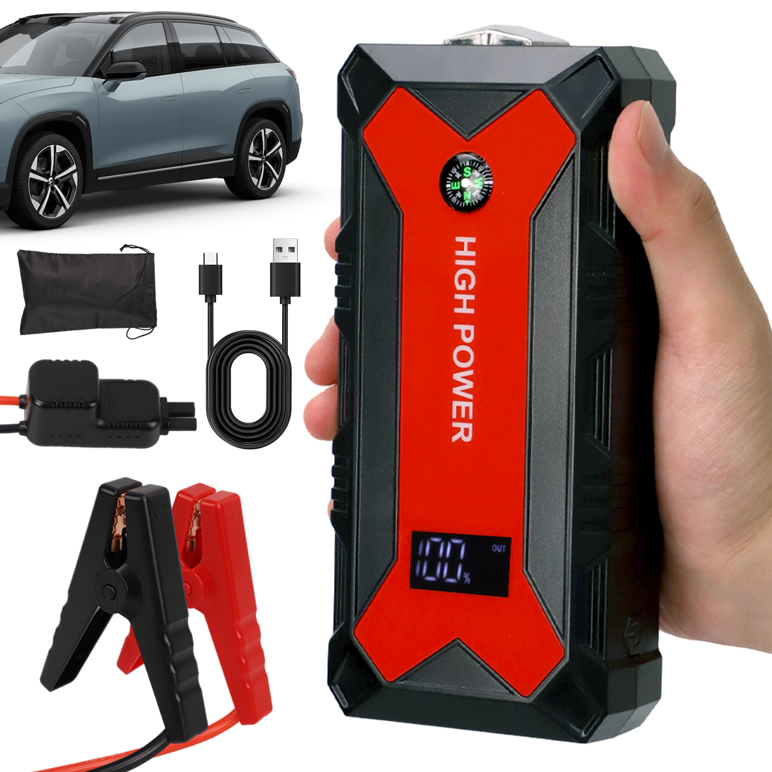 Urządzenie Rozruchowe 8000 Mah Buster Starter Do Samochodu Powerbank QC3.0