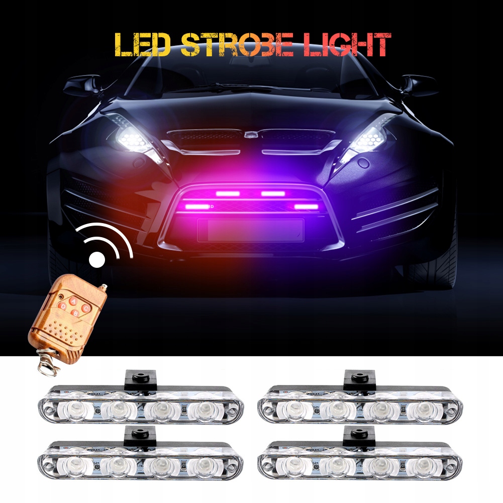 6935465330796 - 4pc 16led гриль автомобильный стробоскоп свет половина