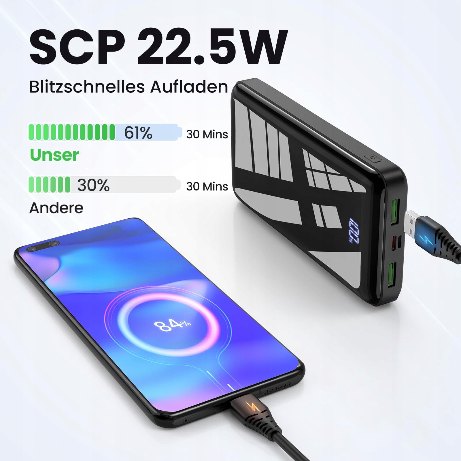 Bextoo Power Bank 27000mAh 225W USB-C LED iPhone 16 15 14 13 12 Pro — miniatura 3