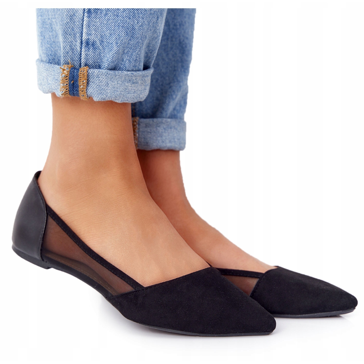 

Czarne Skóra ekologiczna Buty Baleriny Eve r.37