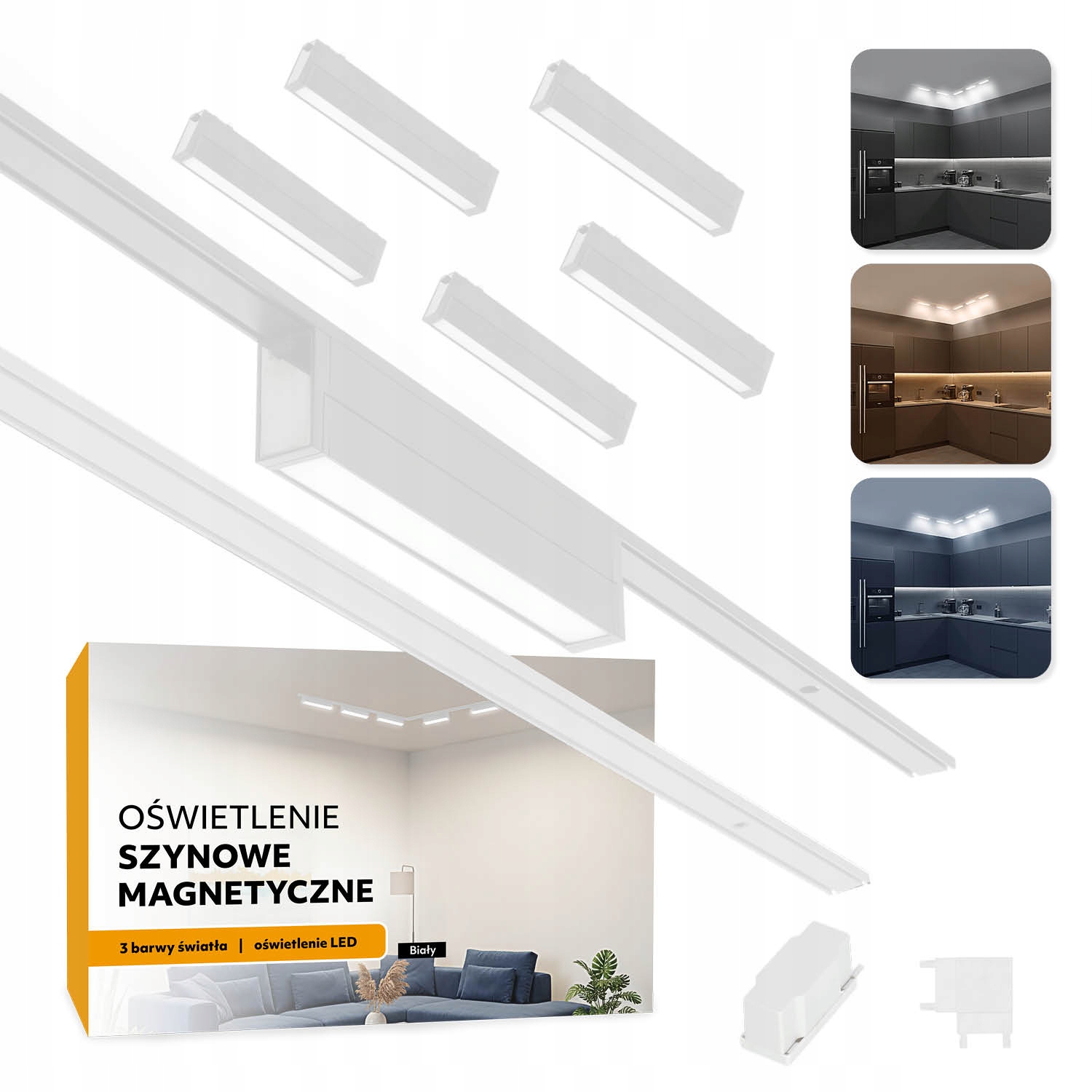 Magnetické koľajnicové osvetlenie 2x Lišta 1 m 5x 10 W Led lampa 3CCT biela