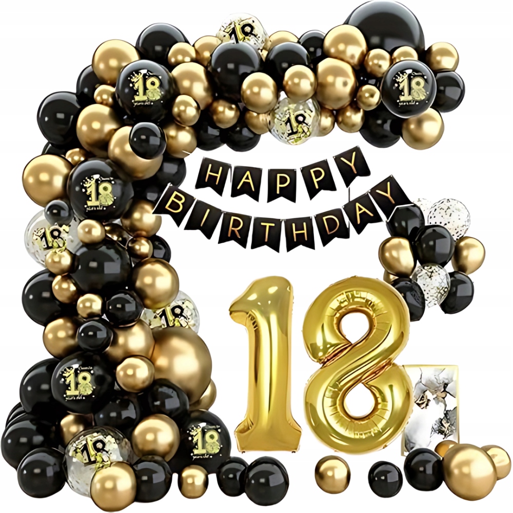 Girlanda balonowa PARTYLOON na 18. urodziny, 88 el. – Pięć rozmiarów balonów