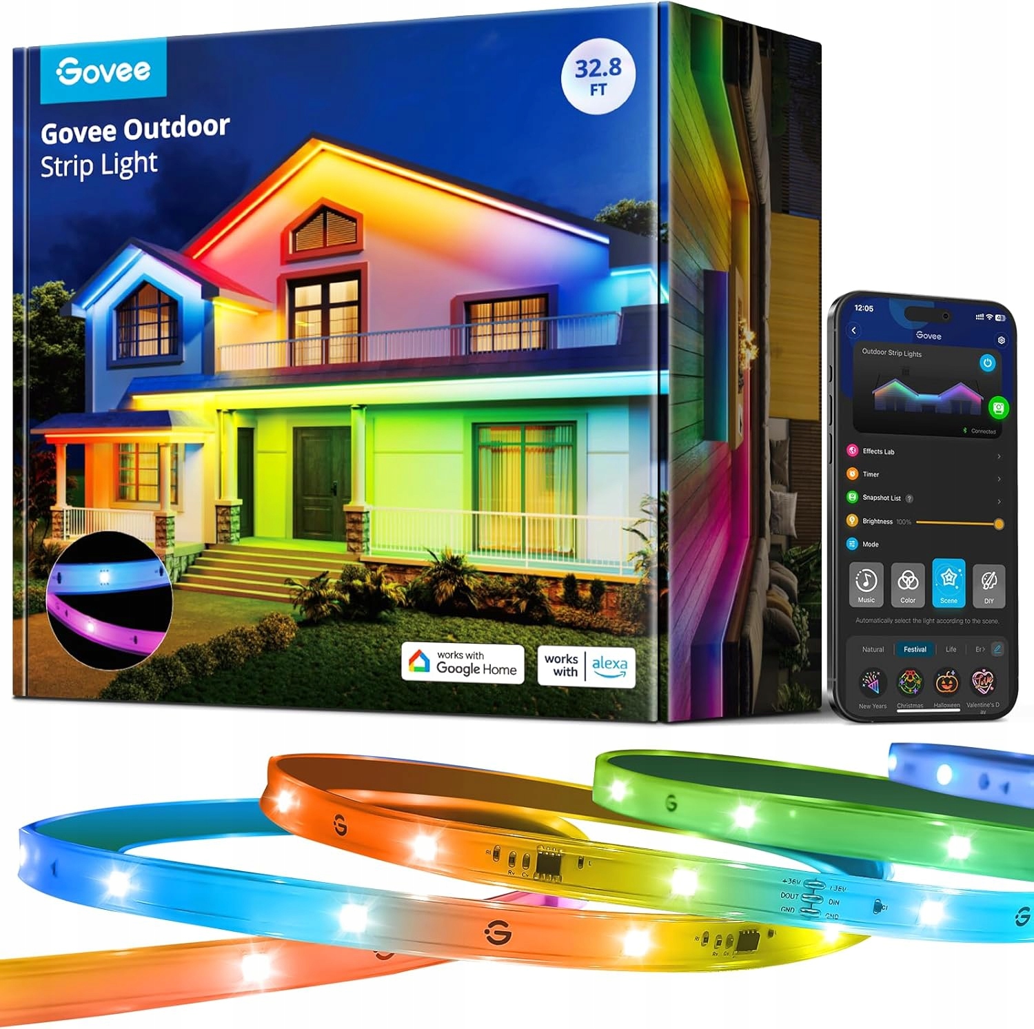 Led Páska Neonové Světelné Venkovní Osvětlení Govee H6175 Rgb 10 M App