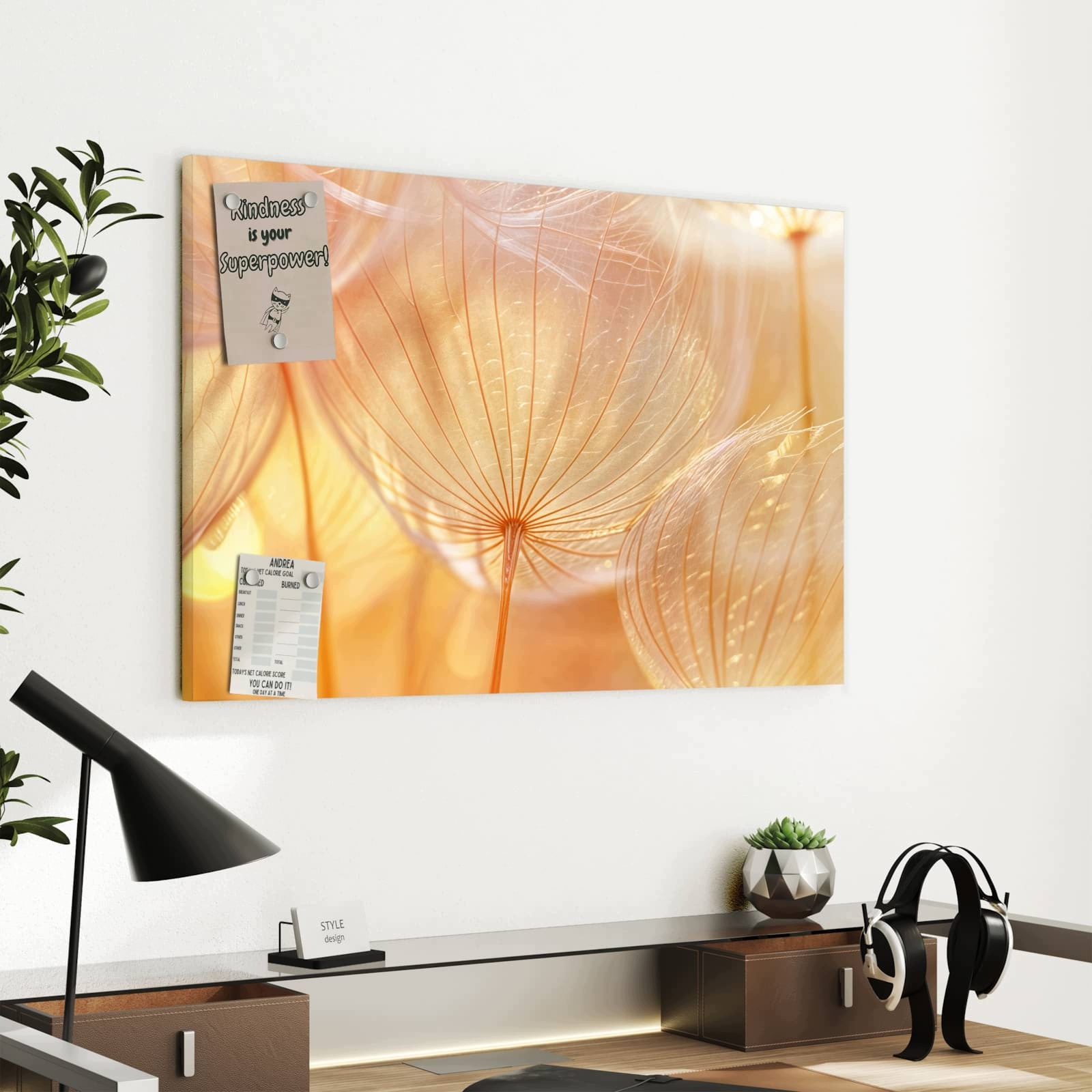 Magnetická tabule Pampeliška Fotografie makro 60 × 40 cm