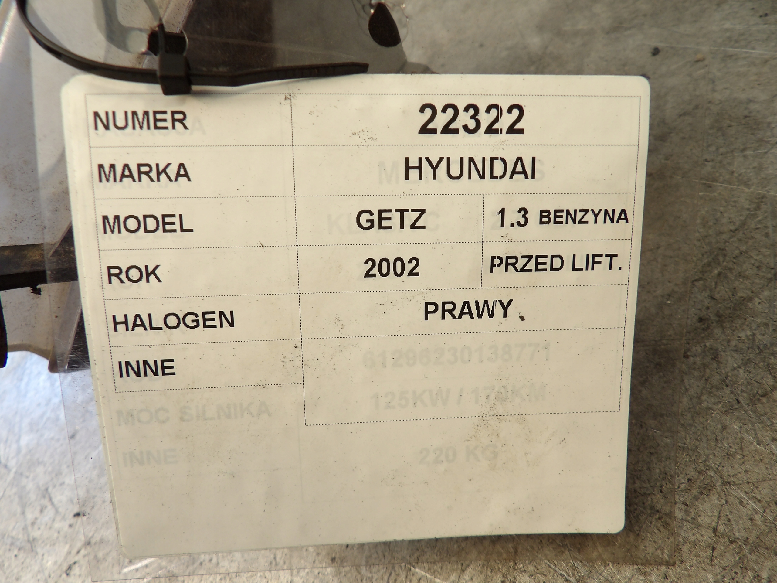 Hyundai Getz Nebelscheinwerfer rechts
