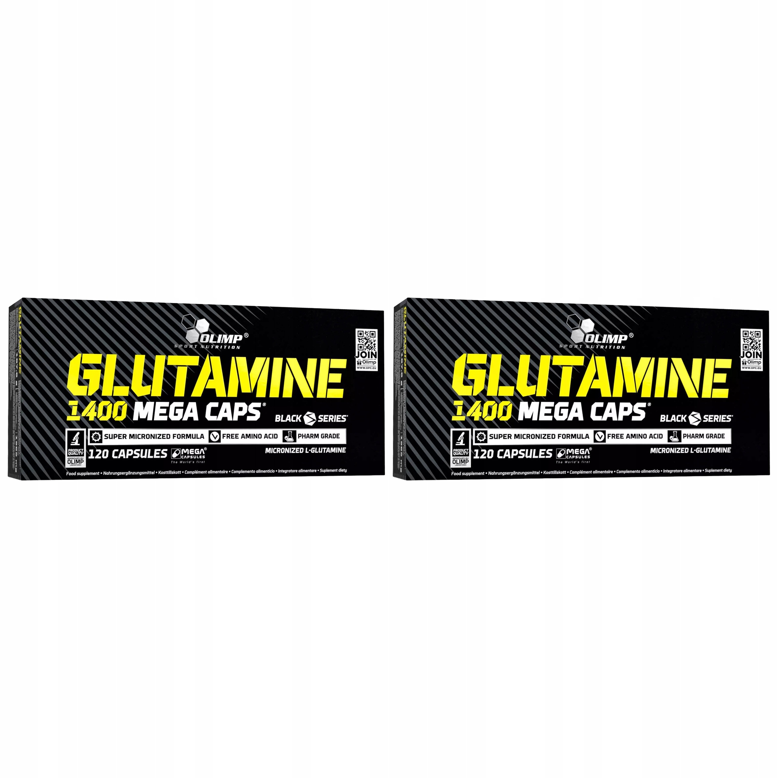 2x Glutamin L-Glutamine 1400 mg Caps 120 kapslí Mikronizovaný Olimp