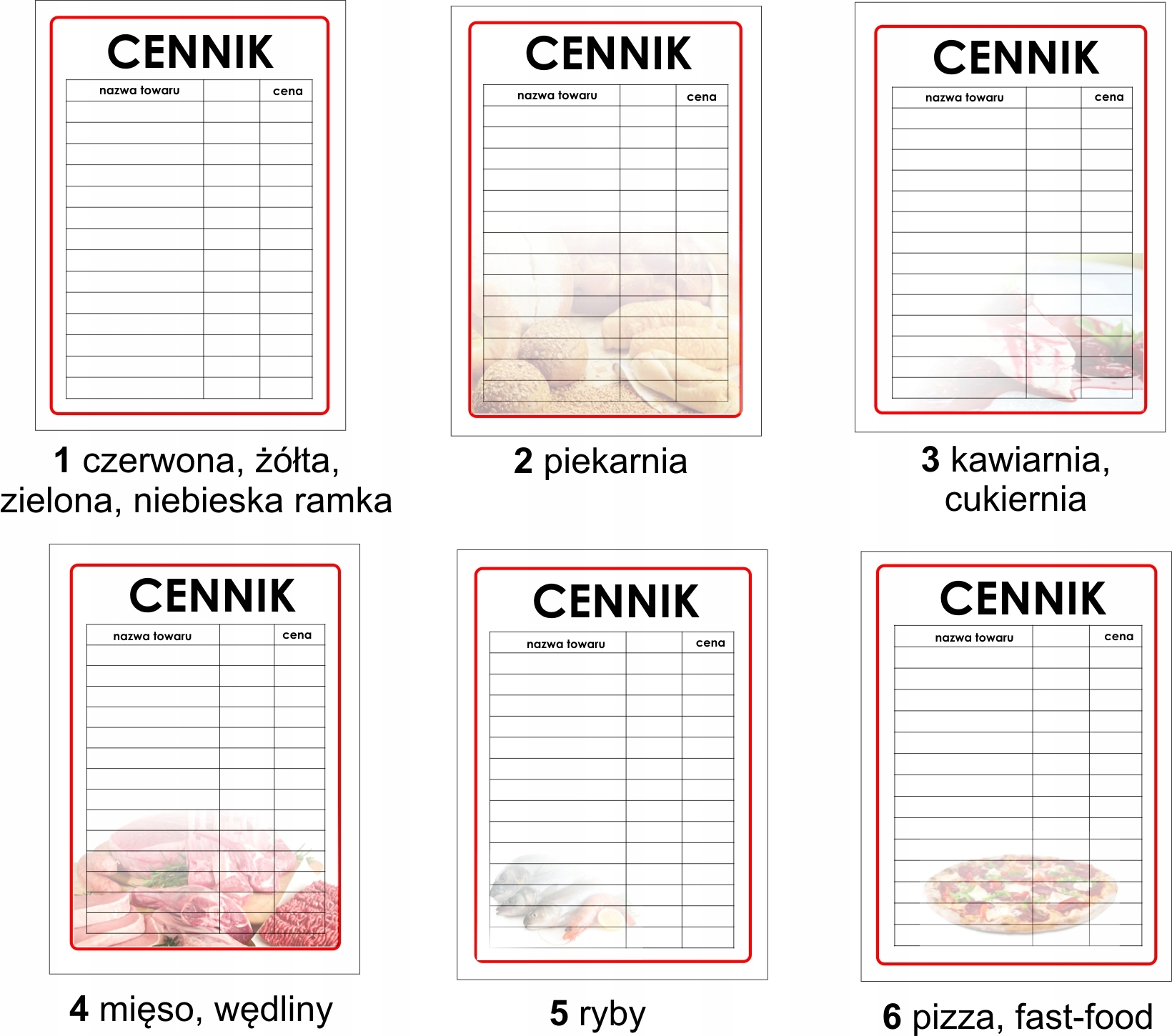 

Cennik lamin. A3 42x30cm Różne Wz. mrożonki, fast.
