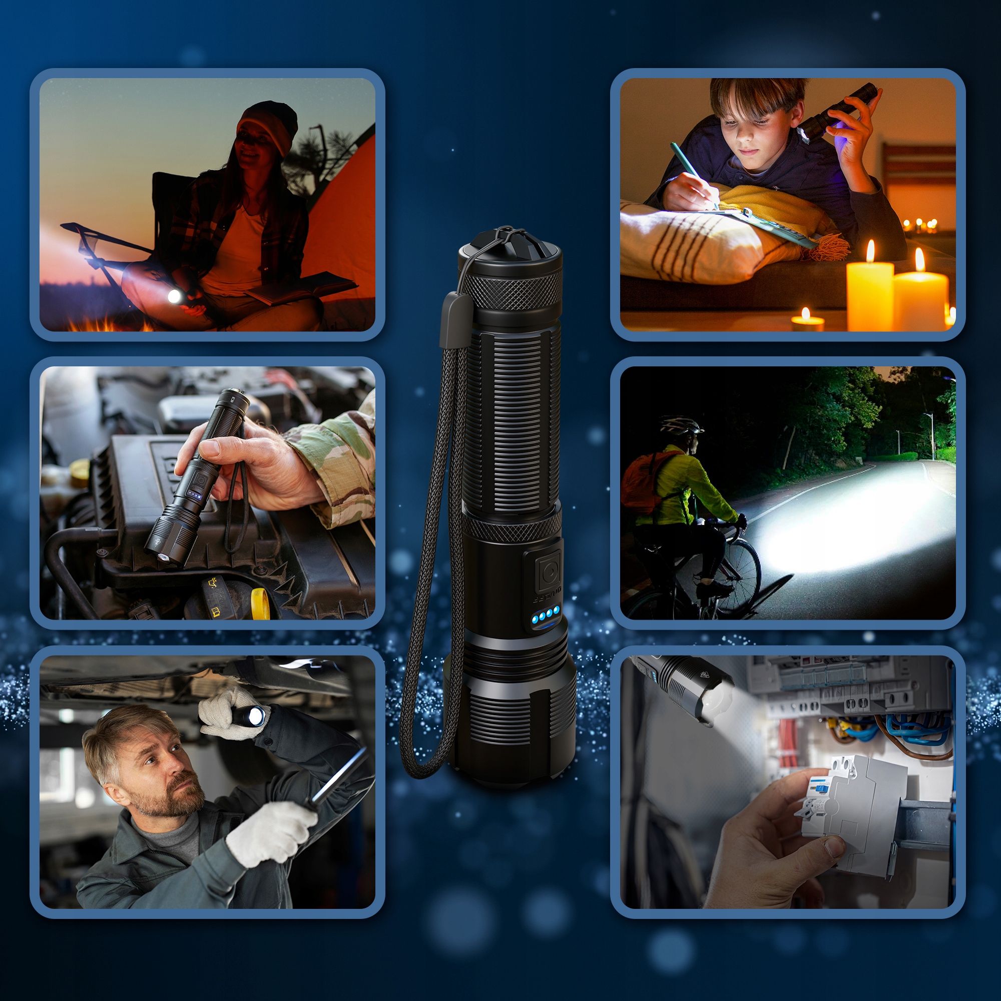 LATARKA LED TAKTYCZNA MEGA MOCNA NA AKUMULATOR USB Model EFL-1126 Thor