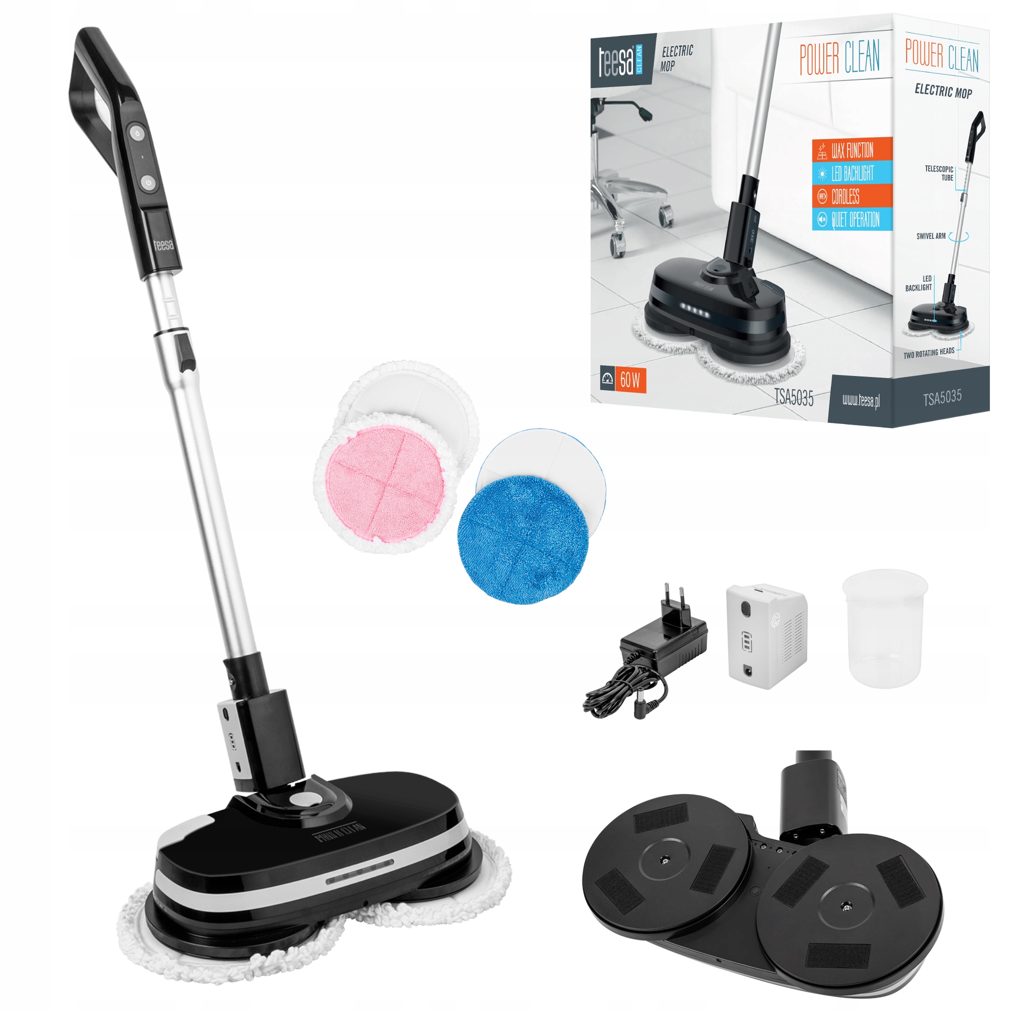 Mop elektryczny Teesa Power Clean zbiornik Led