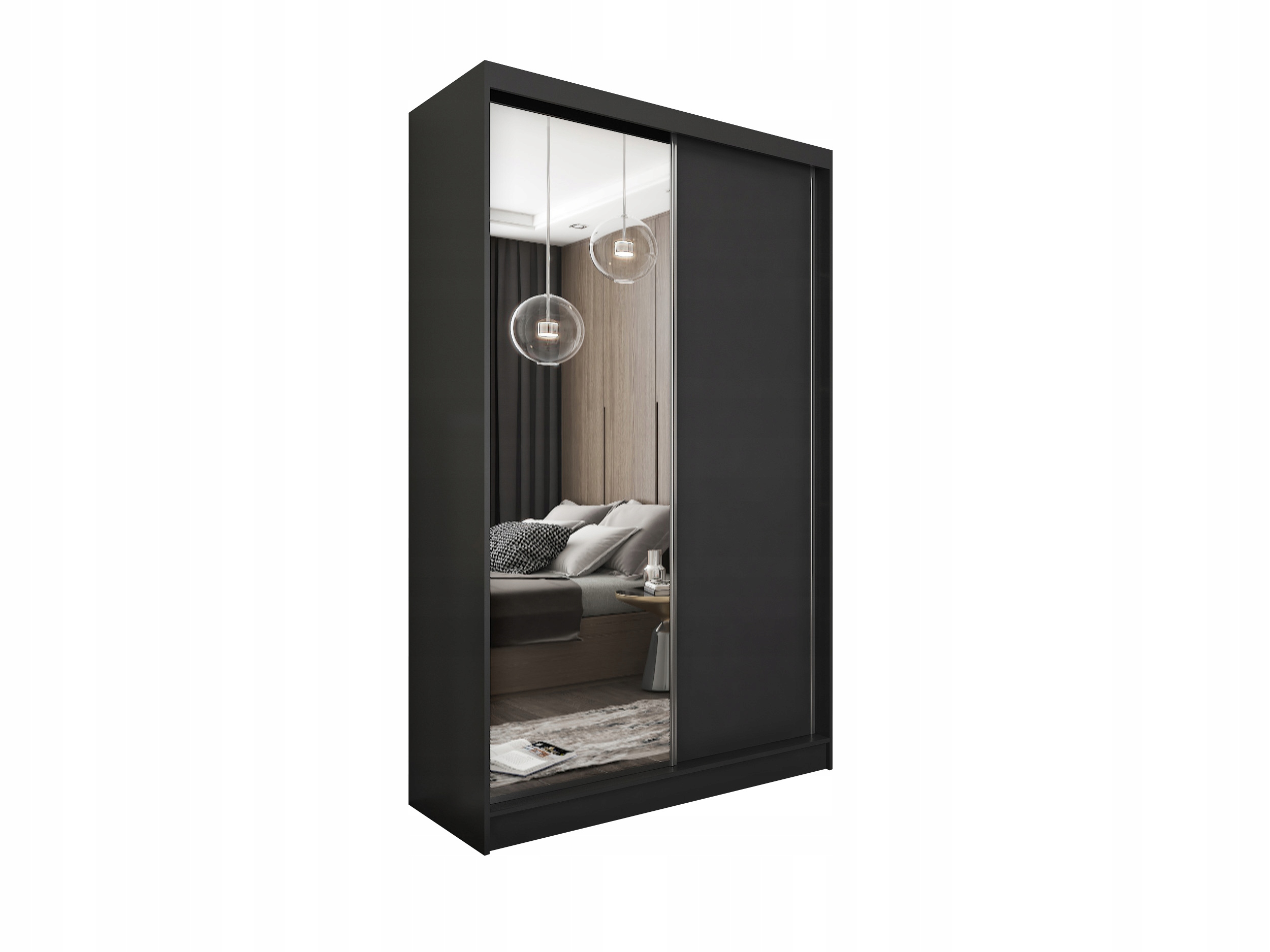 Skříň 120 cm se zrcadlem Skříň Dvoudveřová Černá