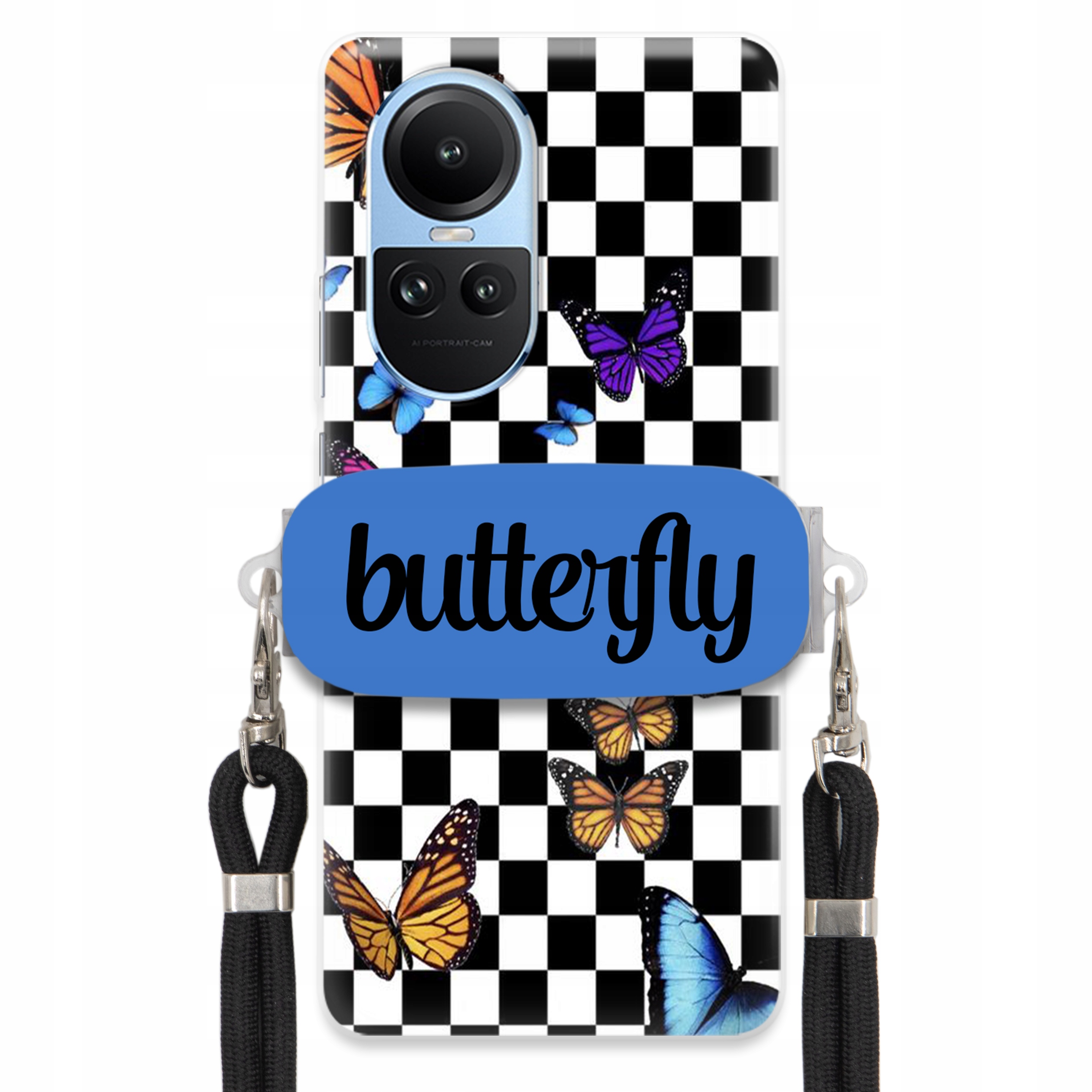 Pouzdro Pro Oppo Reno 10 Pro 5G Case Obdélníkový Držák Vodítko Butterfly Motýli