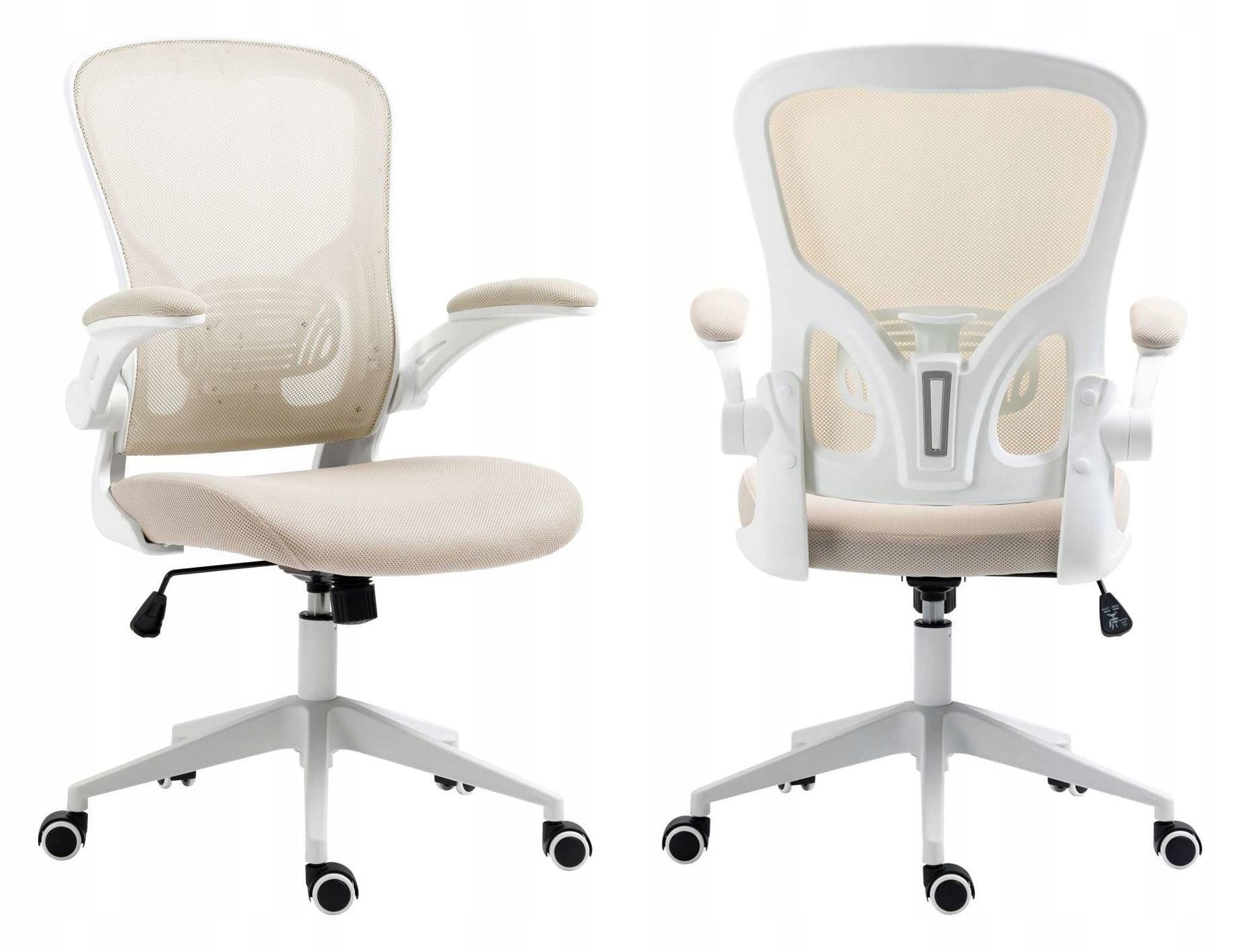 Fotel Obrotowy Twister Beżowy Biurowy Siatka Dziecięcy Tkanina Pracowniczy