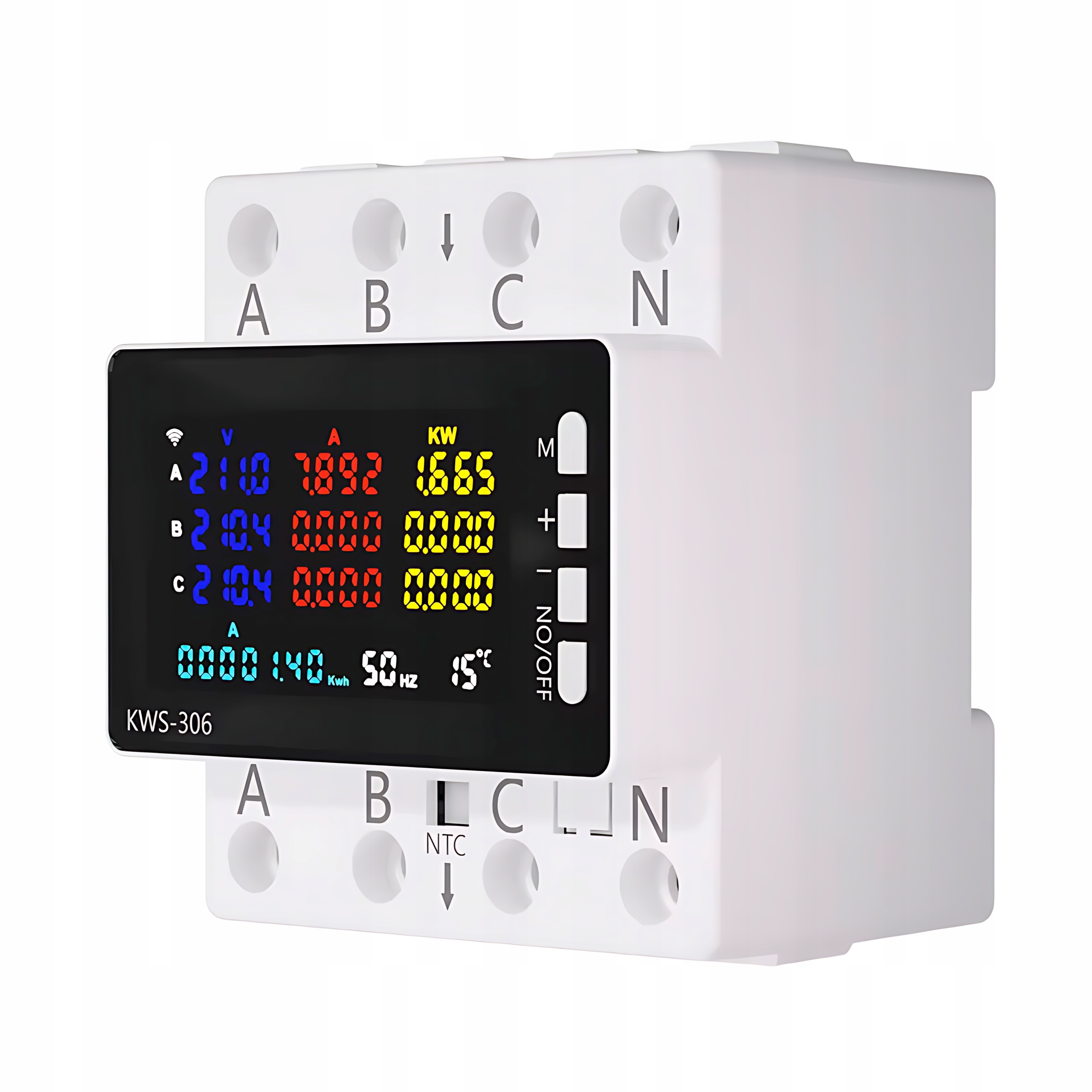 Trojfázový merač napájania, wattmeter, relé 80A s LCD na Din