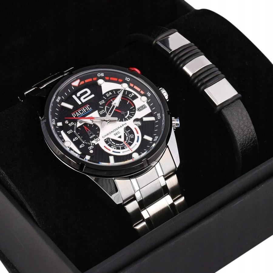 Pánský Set Pacific hodinky Ocelový Náramek Datumovka Gravírování