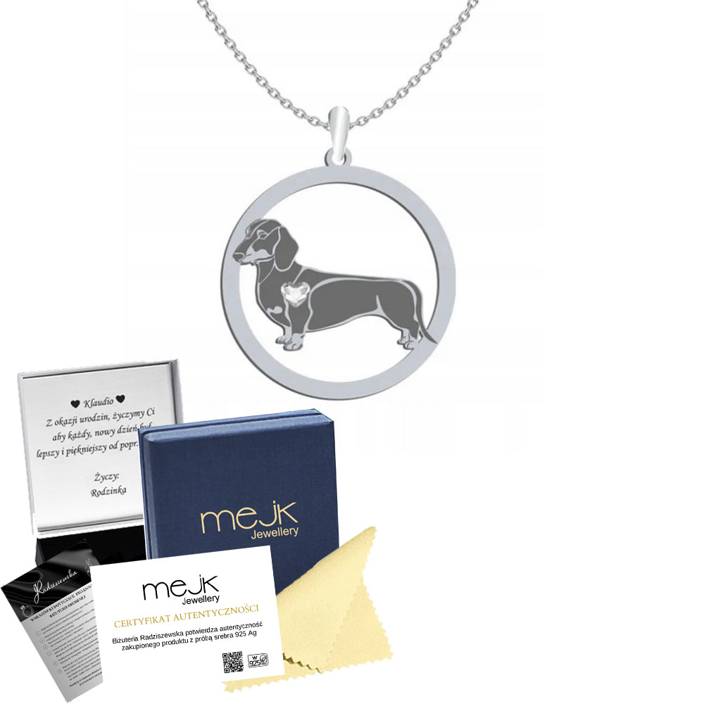 Stříbrný náhrdelník Jezevčík krátkosrstý 925 Šperky Dárek Žena Gravírování