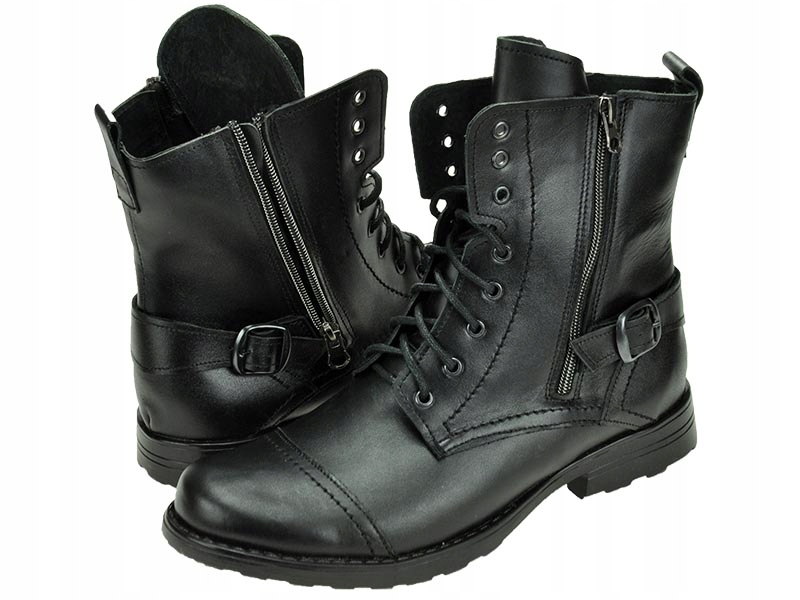 MĘSKIE POLSKIE MILTARNE SZTYBLETY SKÓRA 71 CZ 43 Nosek okrągły