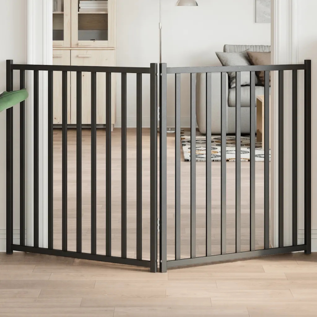 Zábrana pro psy skládací 2 panely černá 160 cm masivní jedle Černý 352290