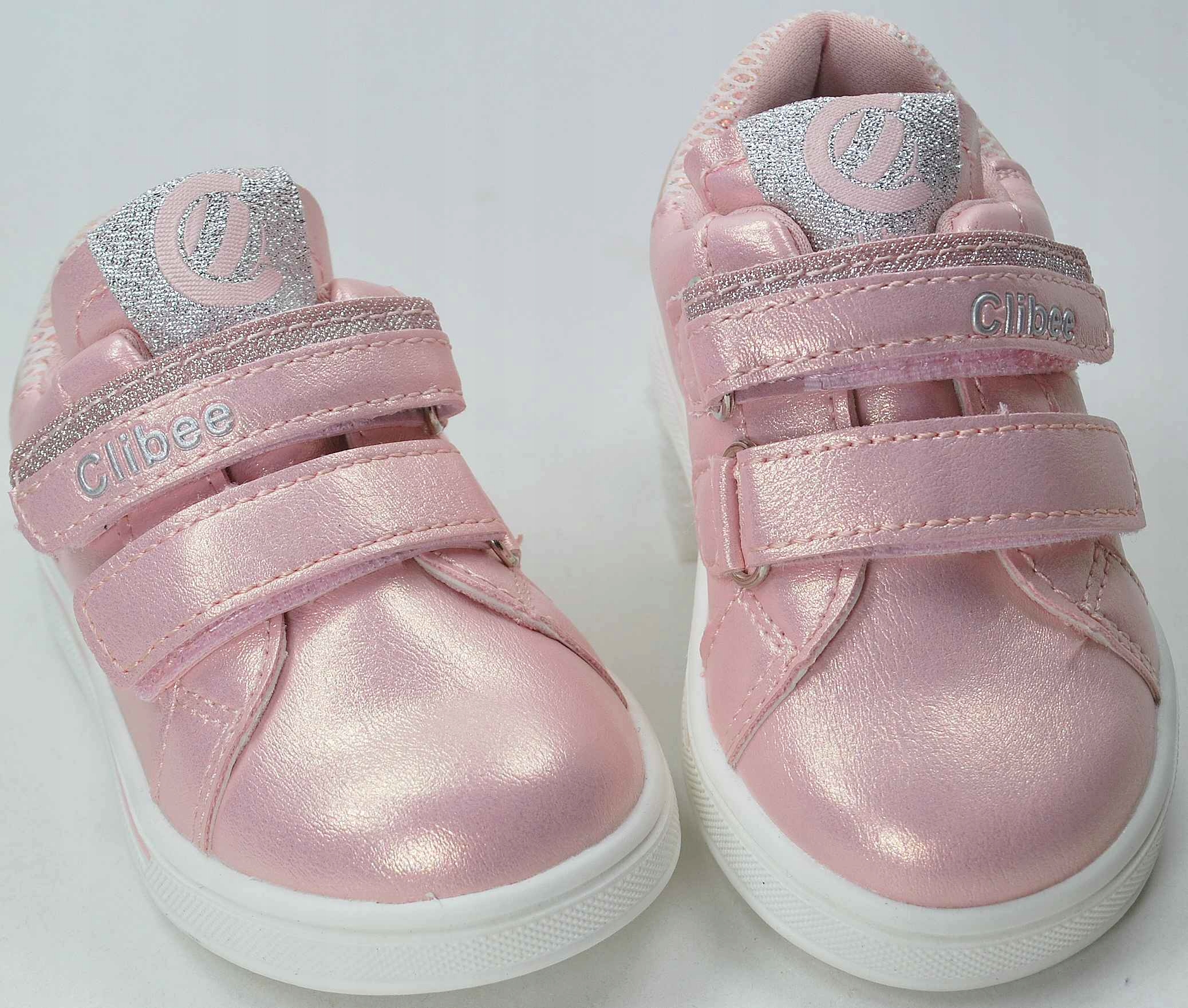 RÓŻOWE błyszczące adidaski dla dziewczynki półbuty wkł prof skóra rzep r 24 Marka Clibee