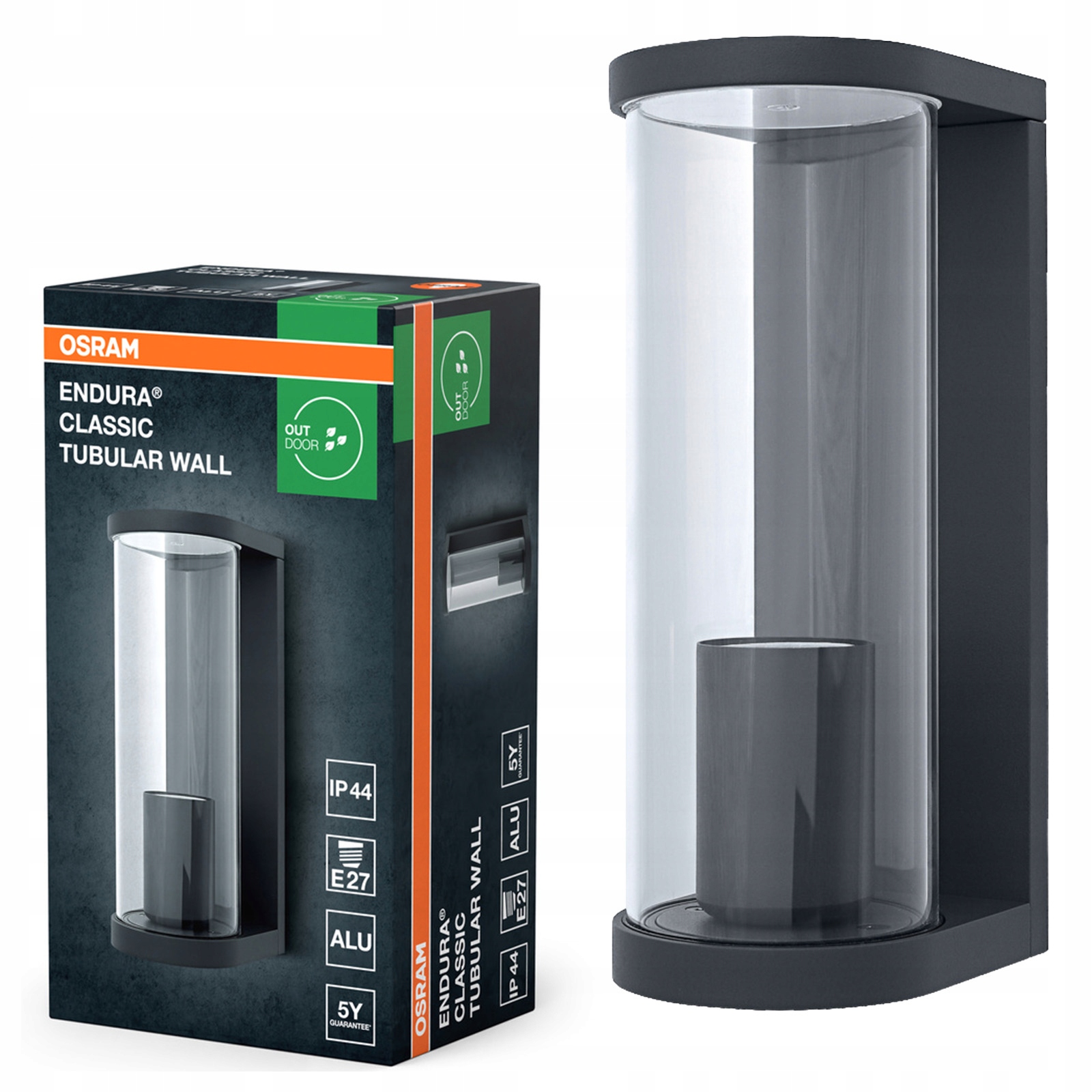 Zahradní nástěnné svítidlo Venkovní fasádní lampa E27 Šedá IP44 Endura Osram