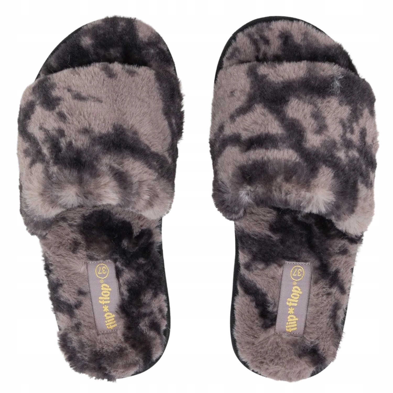 Papuče Flip Flop Slide kožešinové černé teplé domácí vel. 41