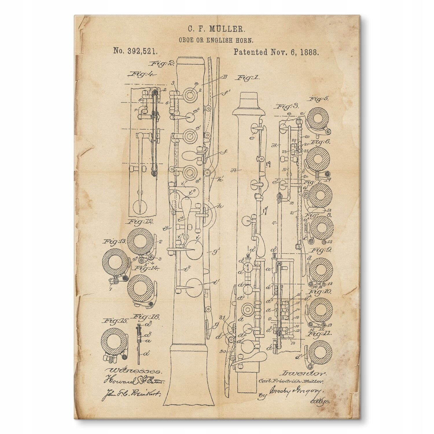 Kovový plakát Oboe English Horn Retro Dárek 22 x 31 cm