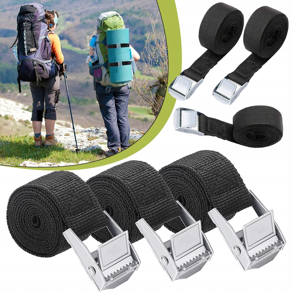 Zestaw 6 Pasów Mocujących, Paski Mocujące Z Zamkiem Zaciskowym, Czarny