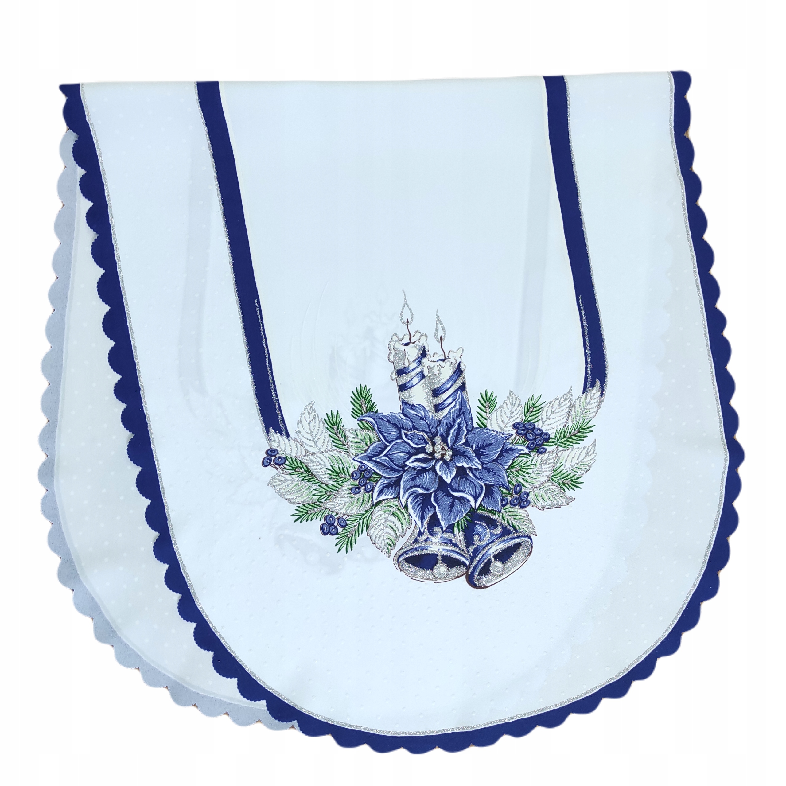 

Bieżnik Świąteczny 50 x 110 cm szafirowa lamówka