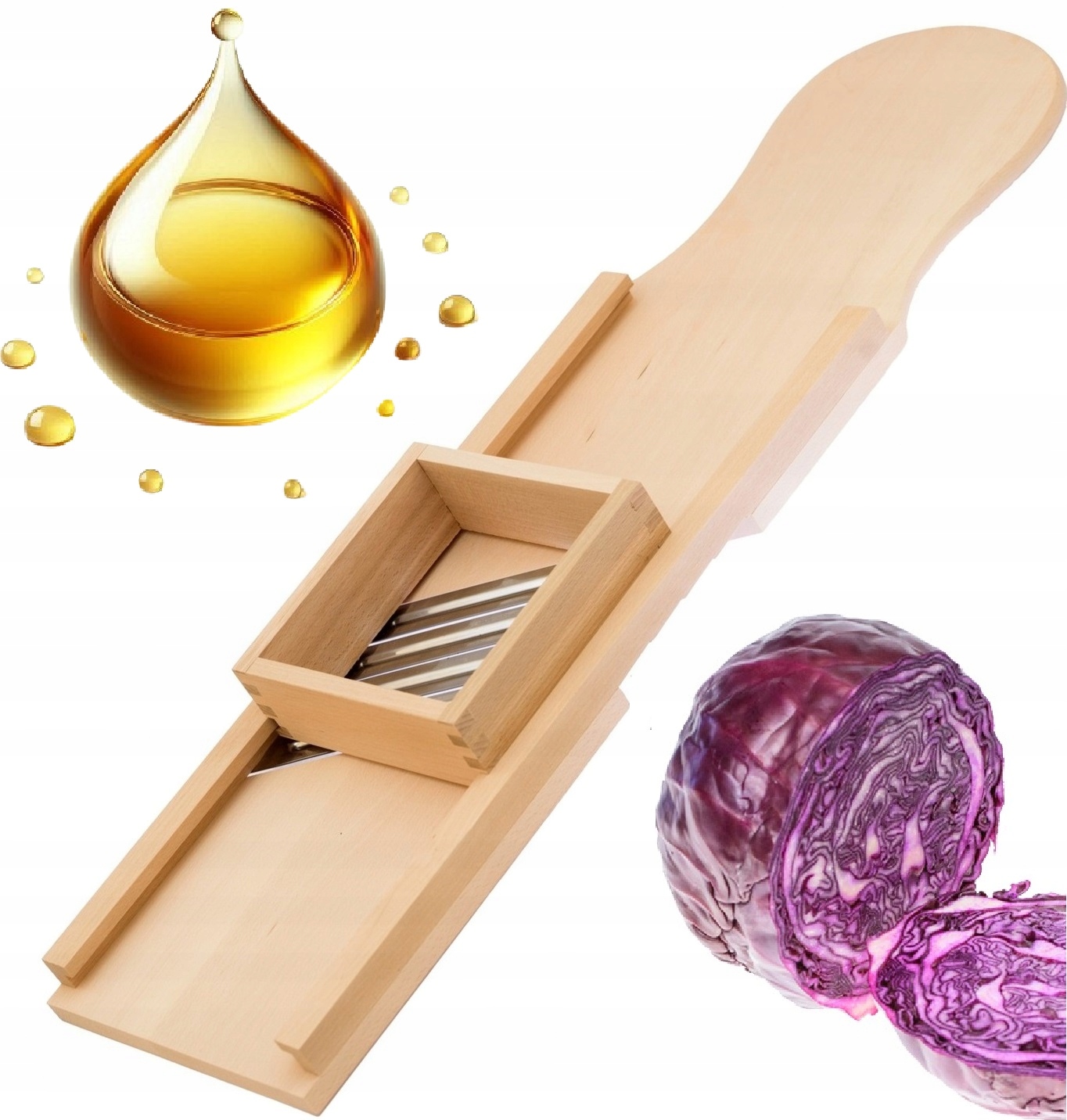 Kráječ na zelí XXL dřevěný tradiční Impregnovaný Bonus