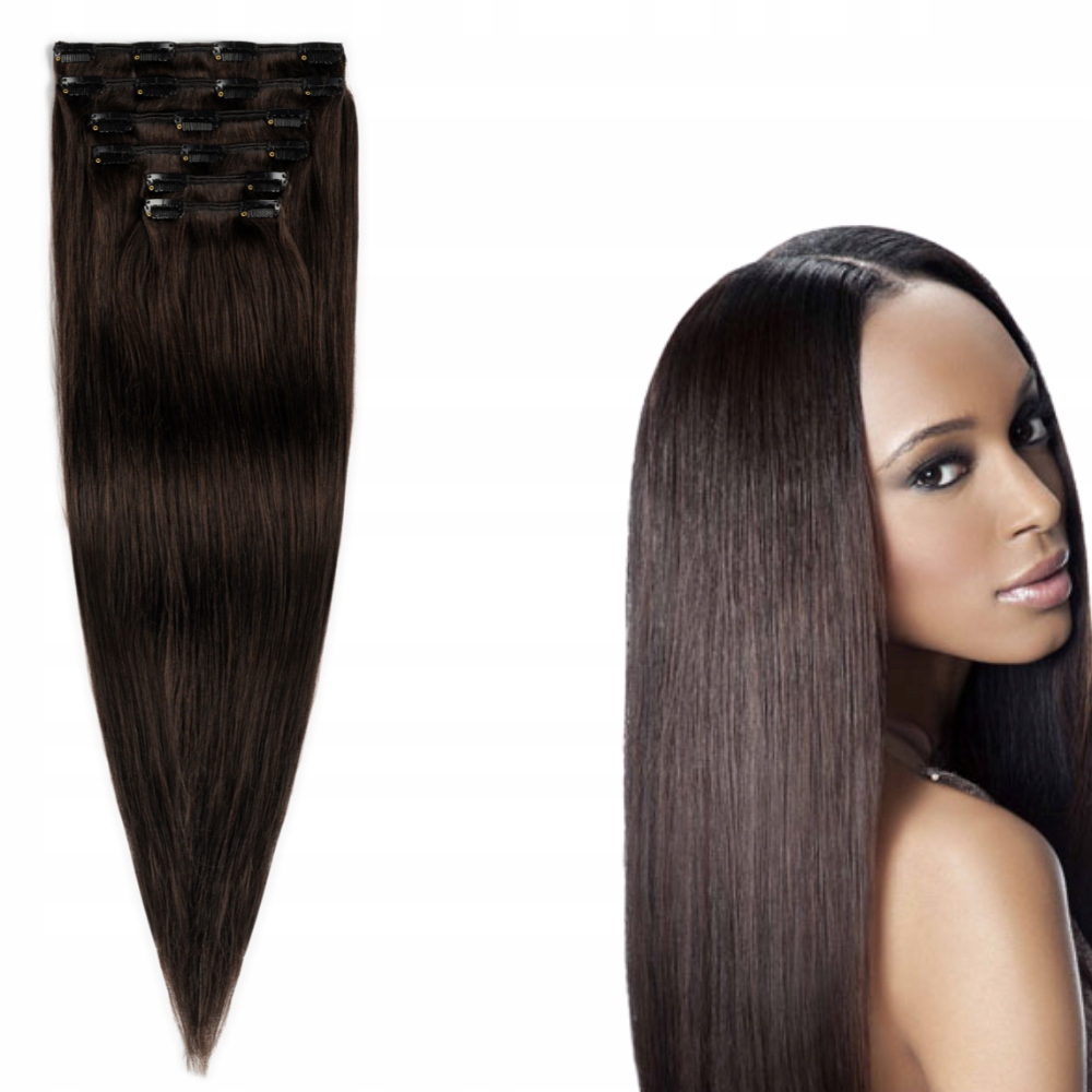 Clip In příčesek do vlasů přírodní 60 cm 130 g #1B