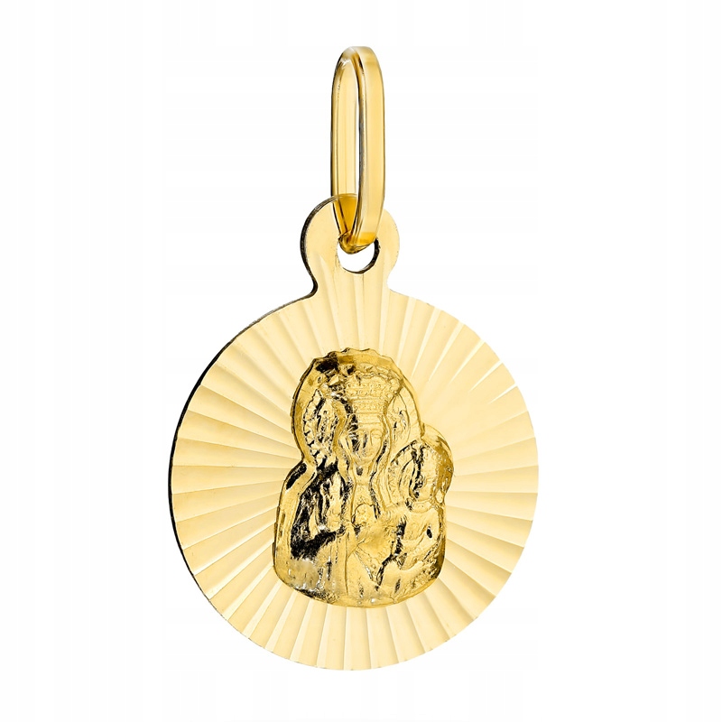 Zlatý Medailonek Přívěsek pr. 585 14k Panna Maria Čenstochovská Krabička