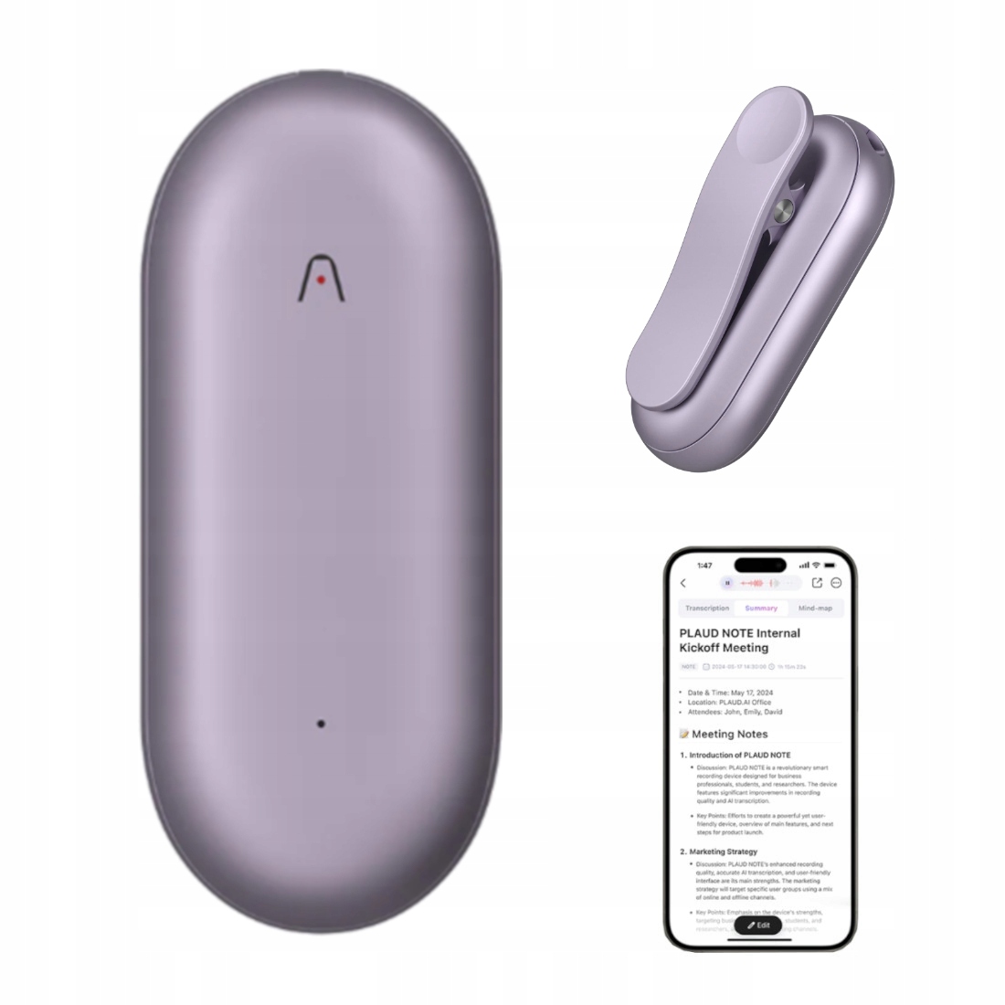 Dyktafon Plaud NotePin z transkrypcją podsumowaniem sztuczną inteligencją